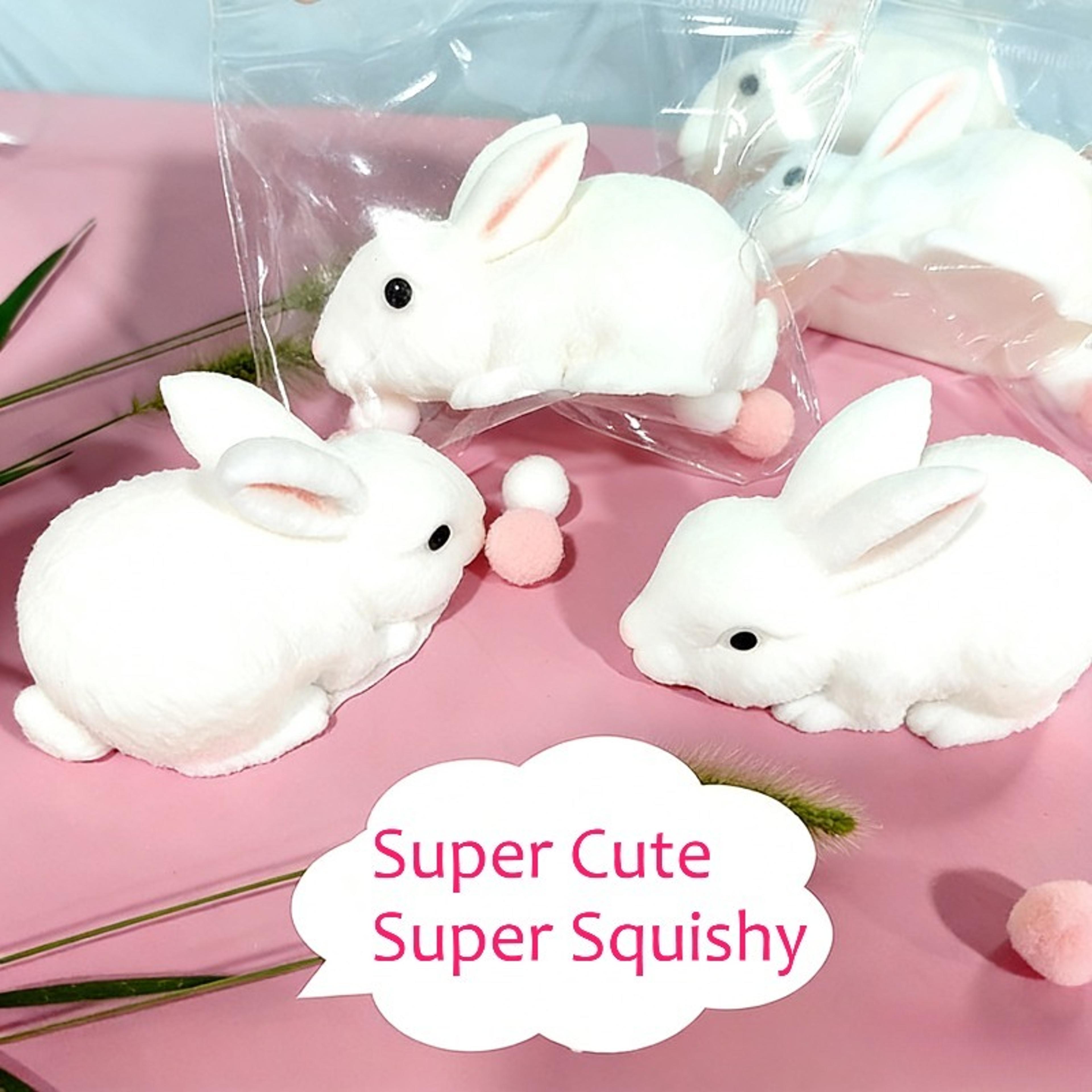 Squishy Cute Bunny Squeeze Toy Soft White Rabbit Fidget Stress Relief Toy For Kids  Adults 3