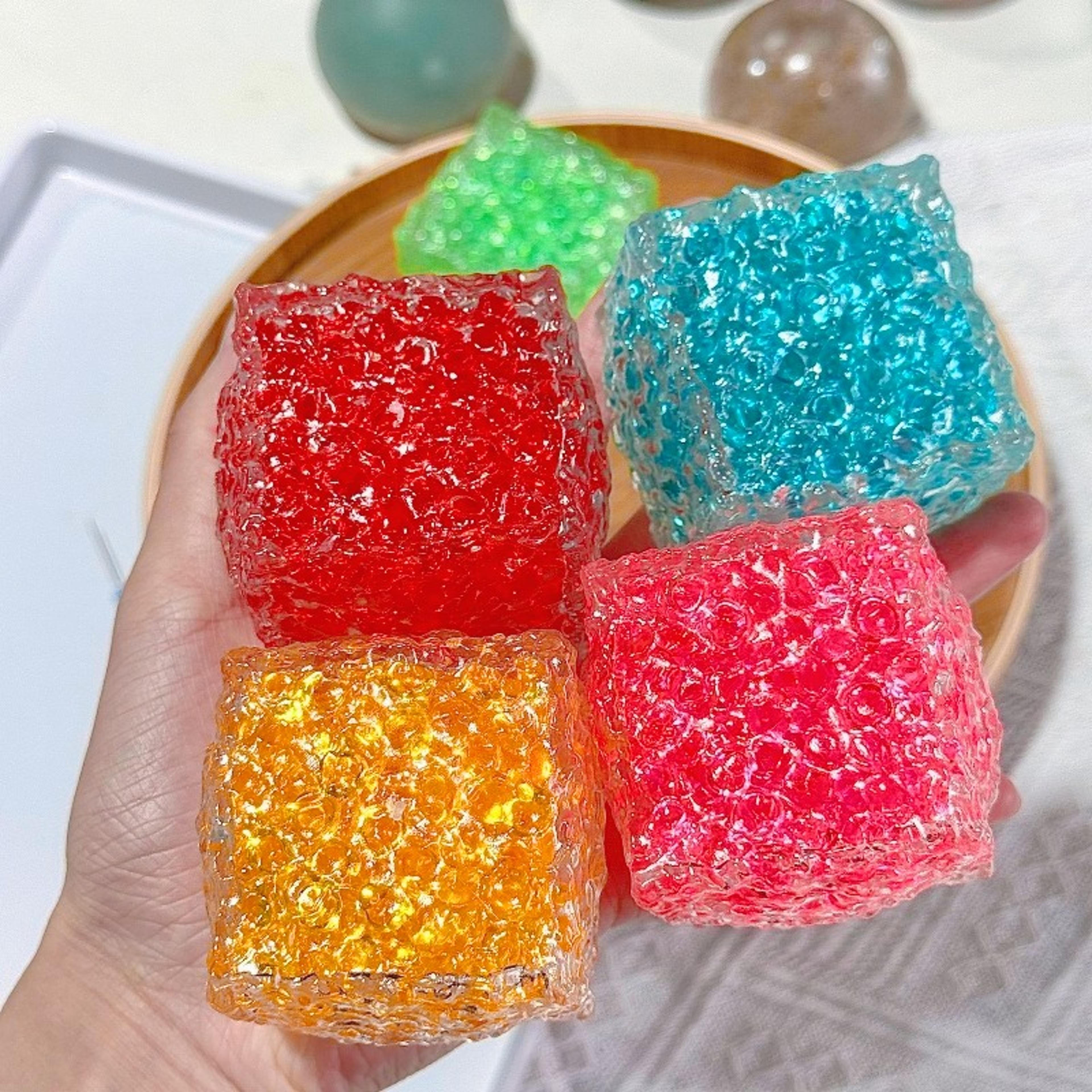 Colorful FlowPatterned Squares Stress Reliever Fidget Toy Soft And Grainy Anxiety Relief Toy For Ki 2