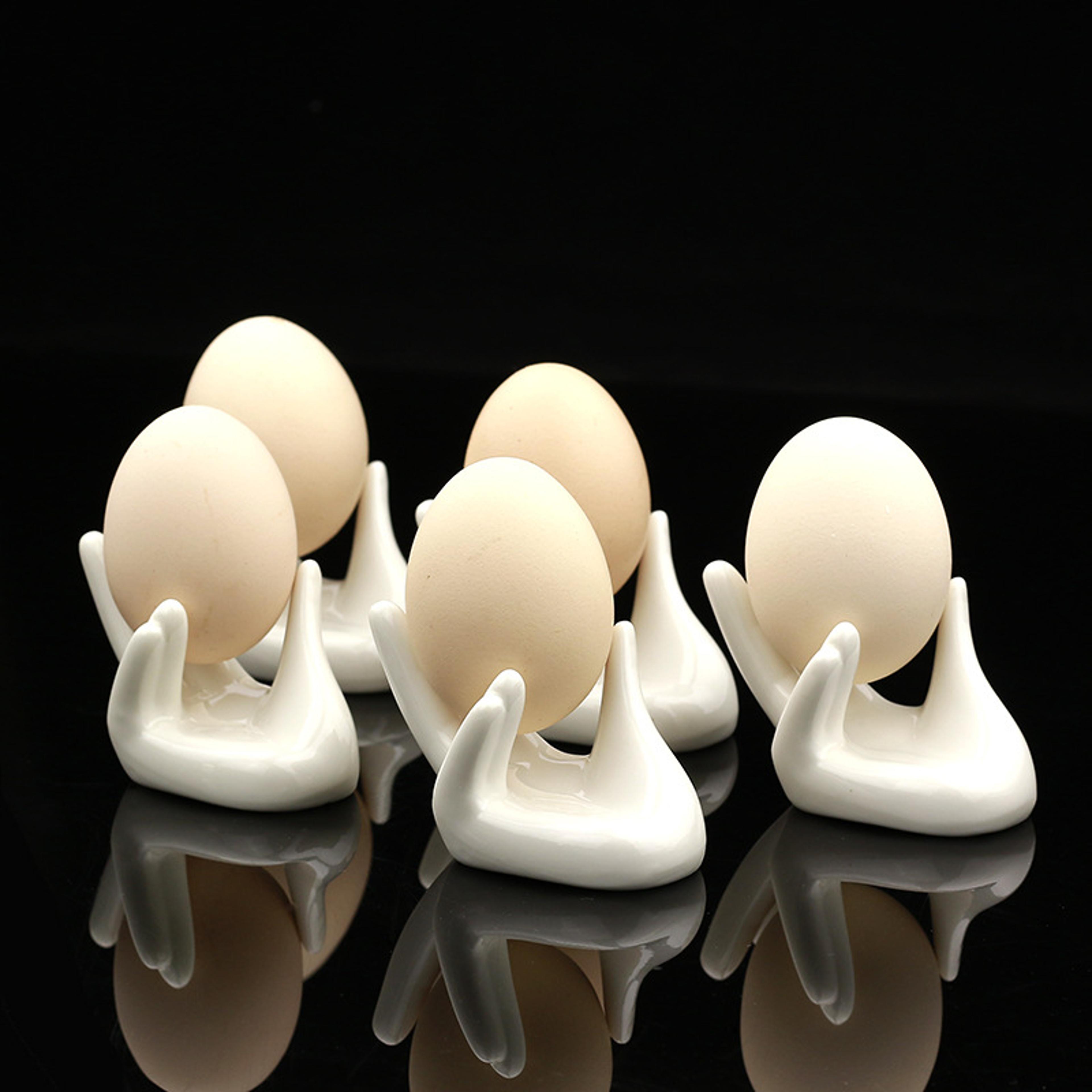 HandShaped Ceramic Egg Holder For Soft And Hard Boiled Eggs Perfect For Breakfast And Brunch 0
