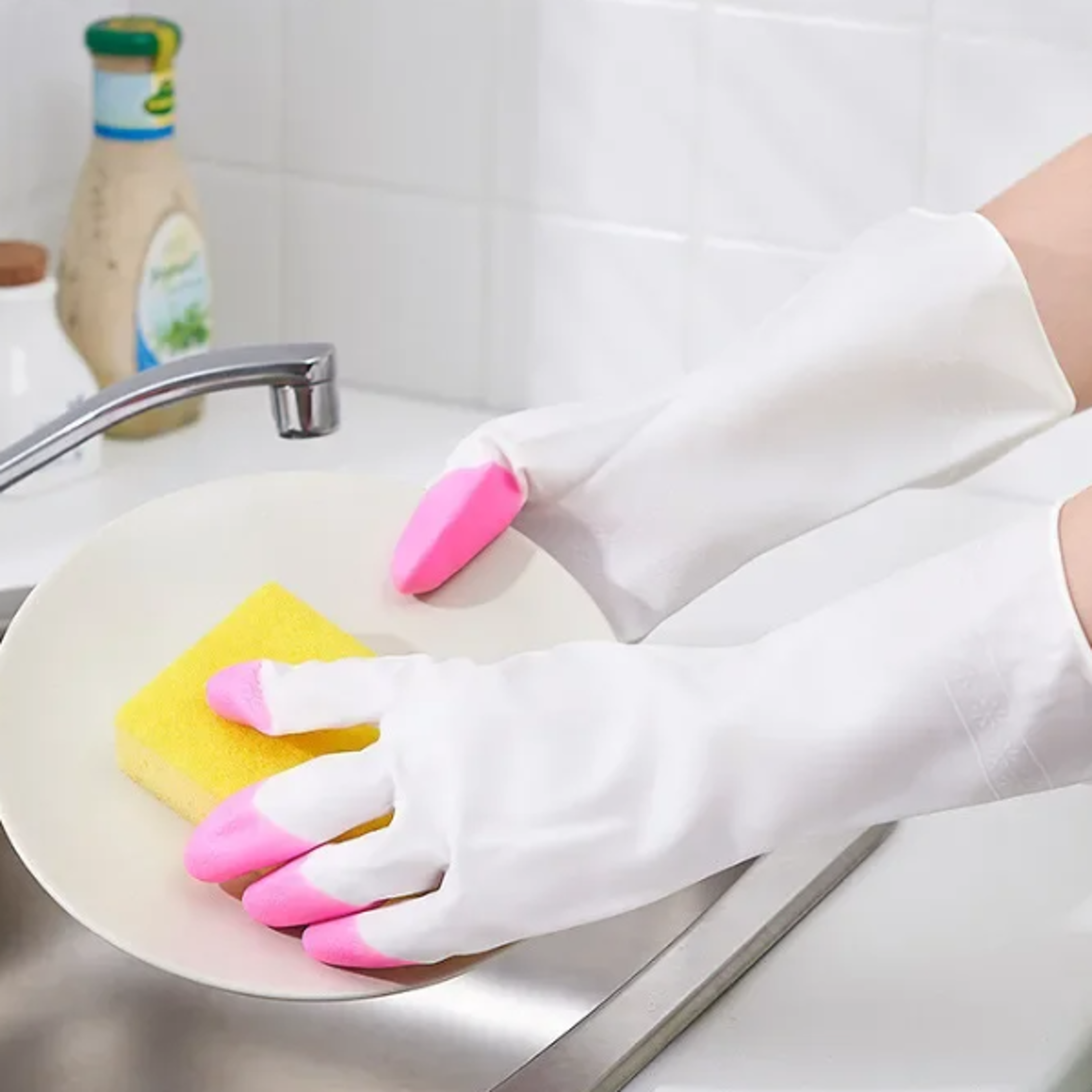 Durable Waterproof Dishwashing Gloves for Kitchen Housework NonSlip Thin Rubber Gloves