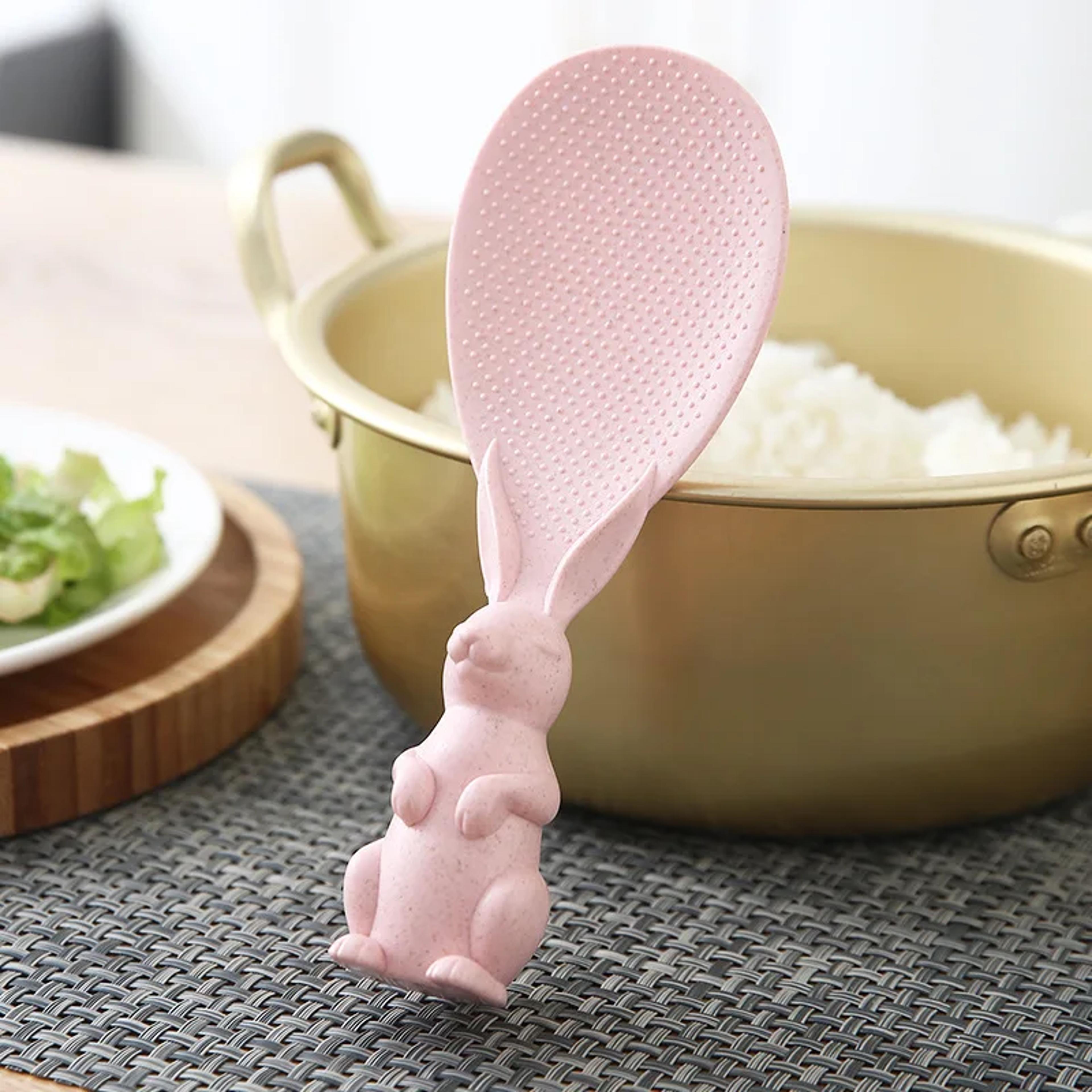 Creative NonStick Rabbit Spoon Wheat Straw Rice Shovel For Cooking  Serving 2