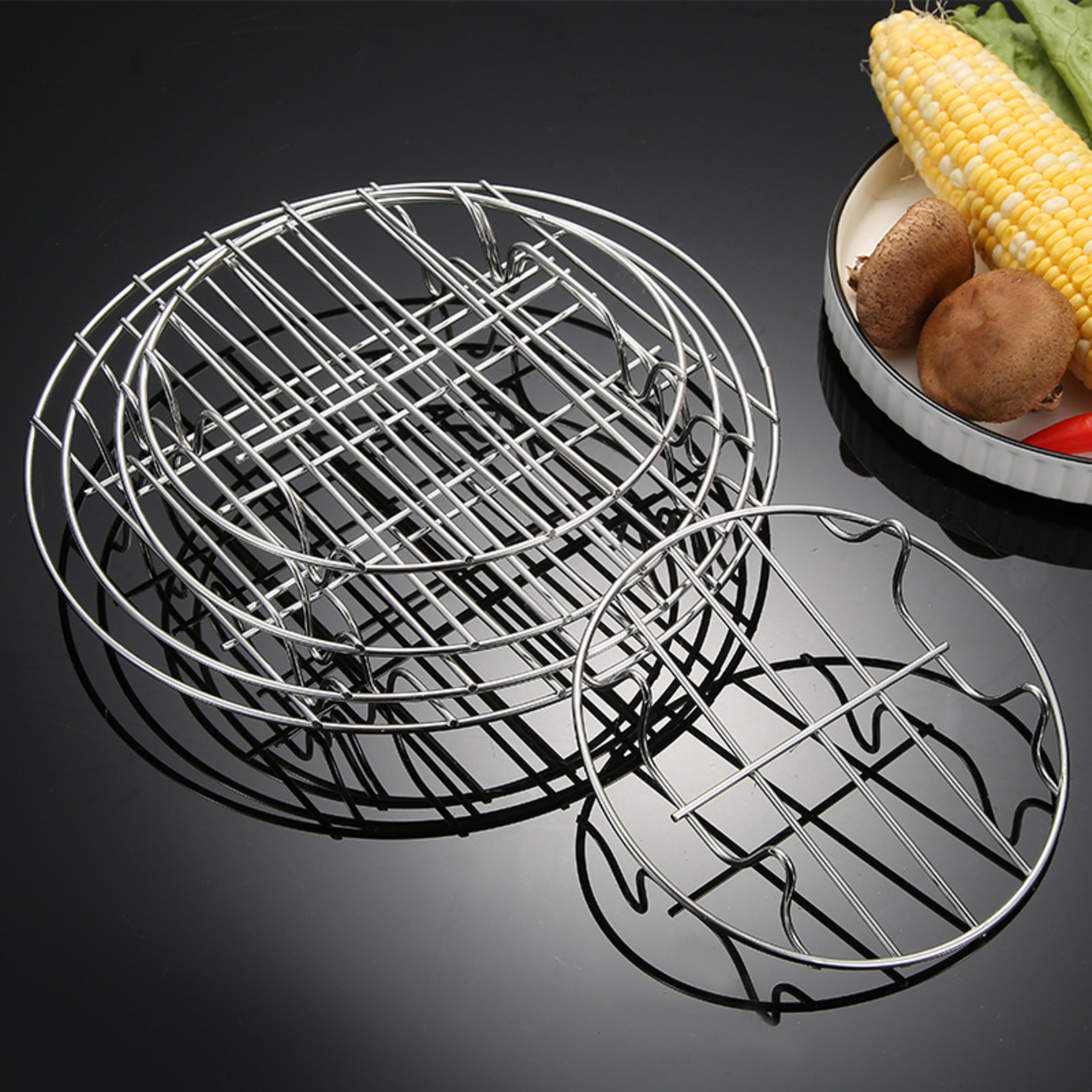 Stainless Steel Steaming Rack For Air Fryers  Pots Round Cooking Tray For Baking And Steaming 1
