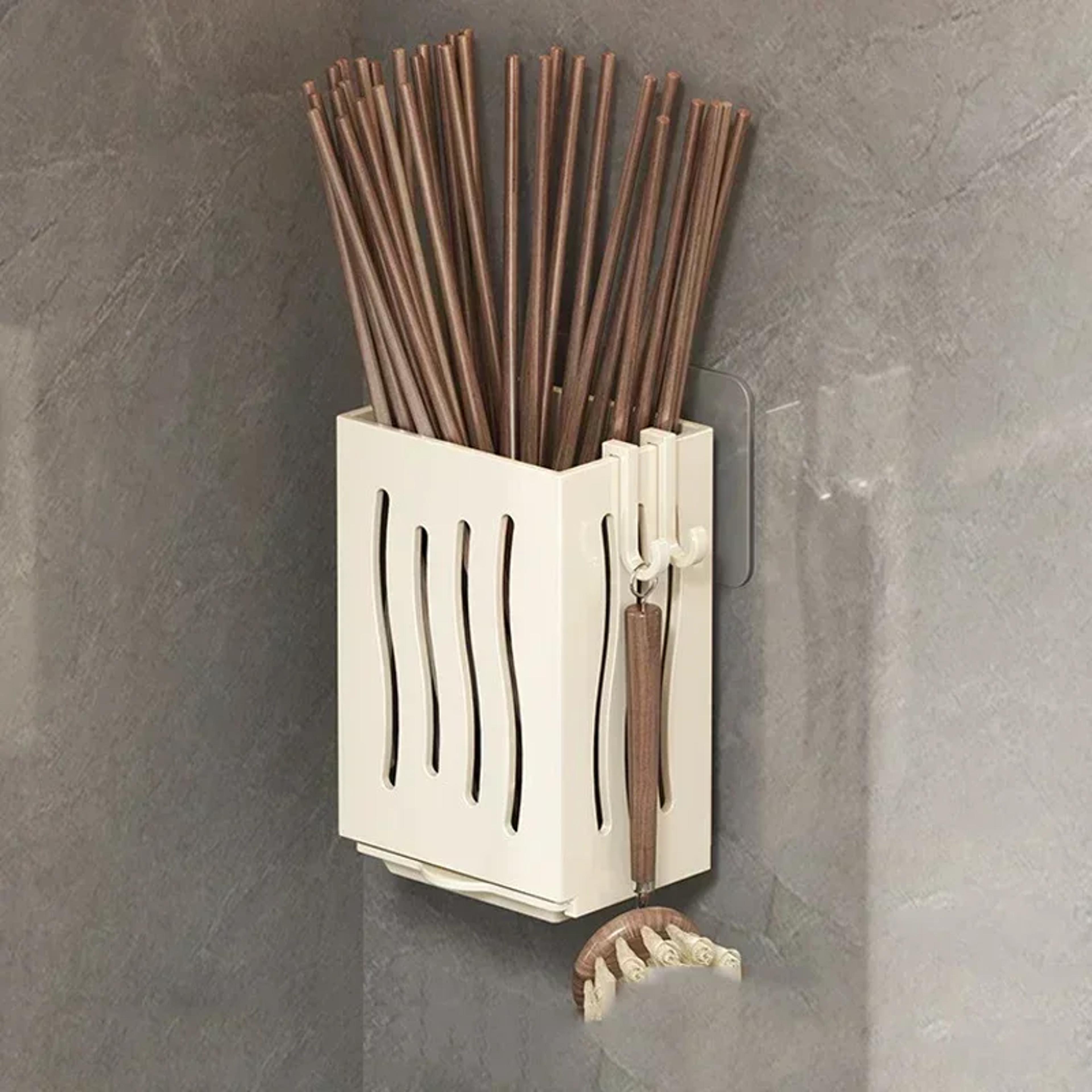 Multifunctional Kitchen Utensil Rack WallMounted Or Freestanding Plastic Cutlery Storage With Drain 5