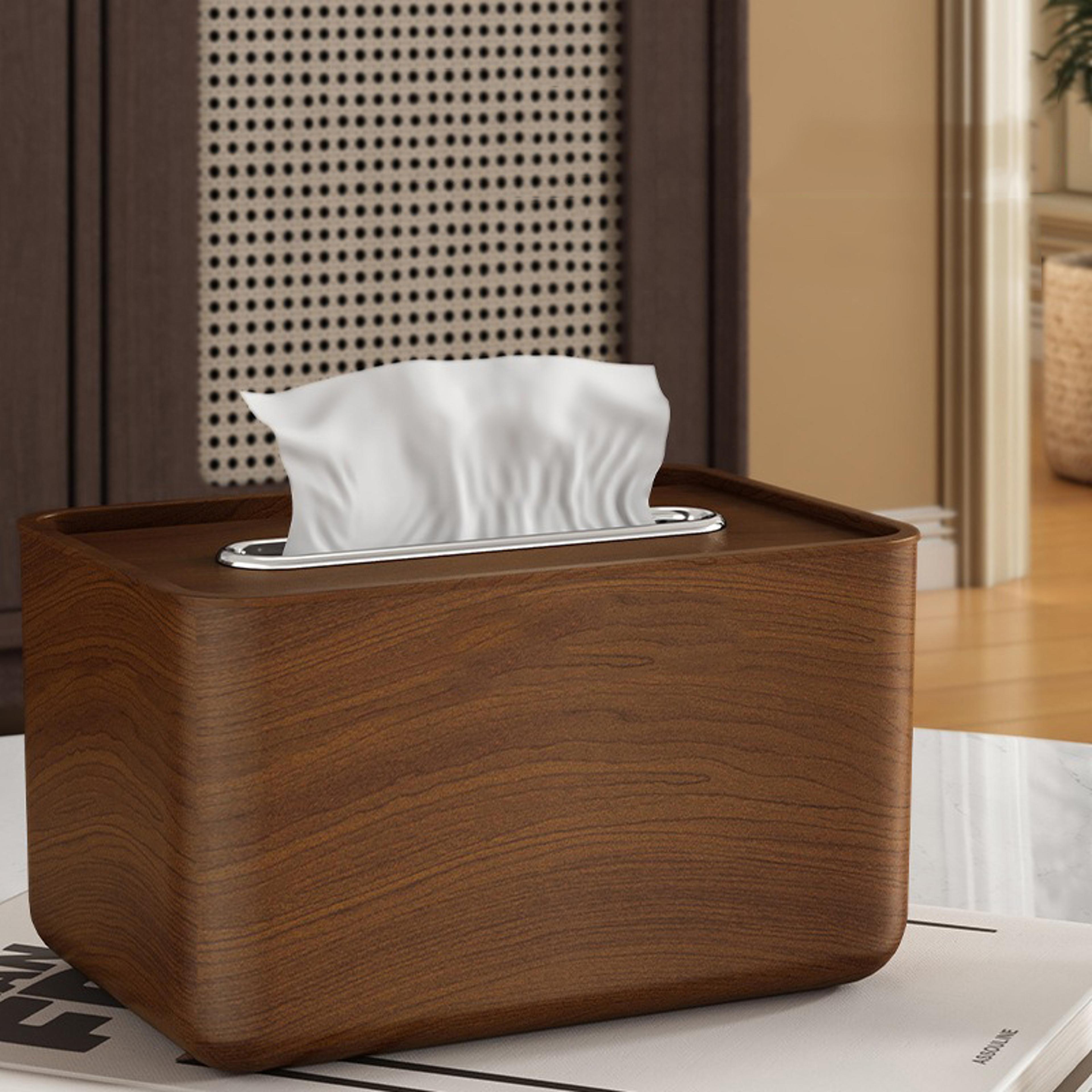 Elegant Walnut Wood Grain Tissue Box HighEnd Chinese Style For Living Room Office  Dining Table 3