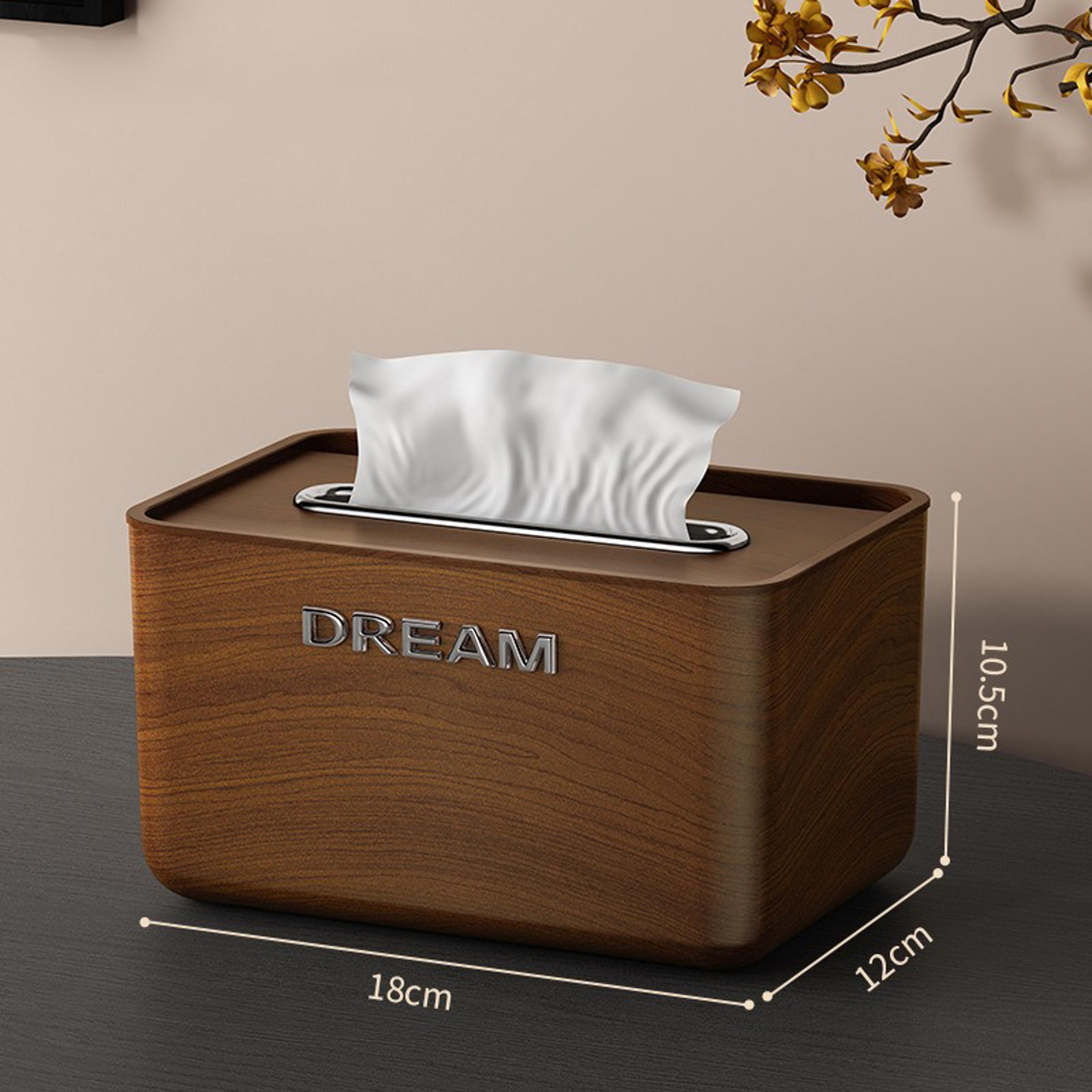 Elegant Walnut Wood Grain Tissue Box HighEnd Chinese Style For Living Room Office  Dining Table 4