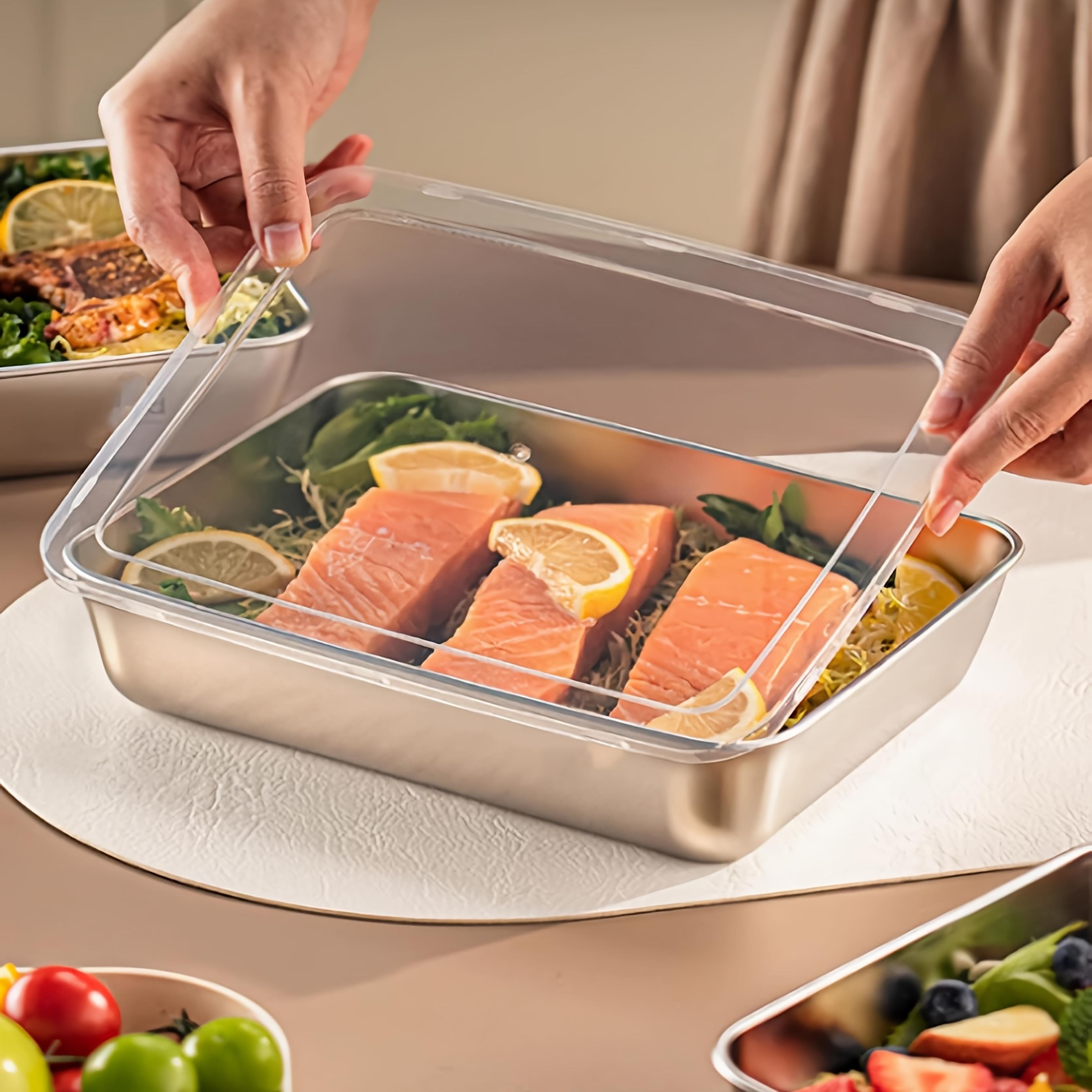 Stainless Steel Food Containers Leakproof Stackable  Clear Lids Perfect For Home Meal Prep  Camping 2