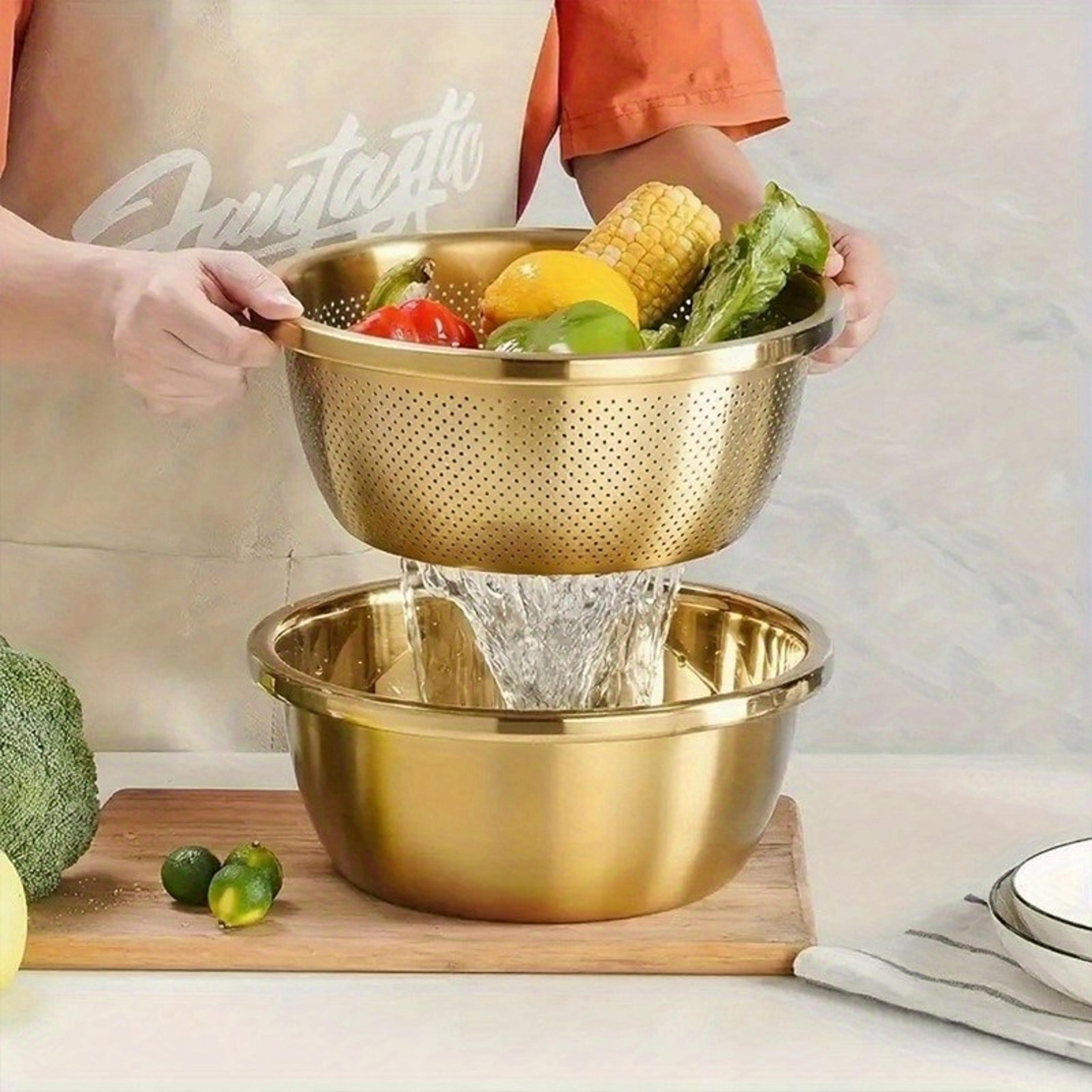 Stainless Steel Strainer  Steamer Set Heavy Duty Rustproof Dishwasher Safe 2