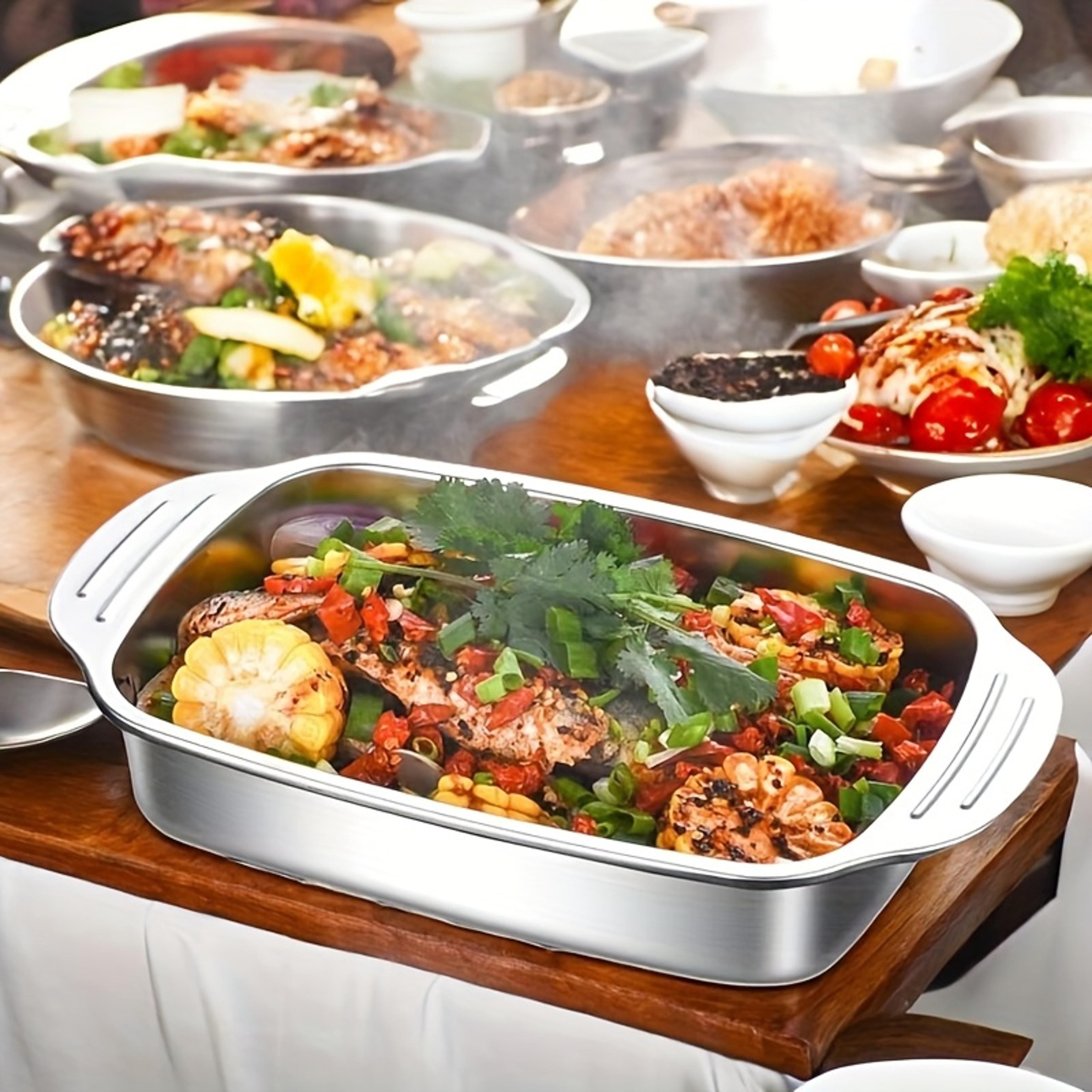 Stainless Steel Baking Pan Set With Lids Deep Dish Cookware For Fish Pasta And Grilling Oven  Dishw 2