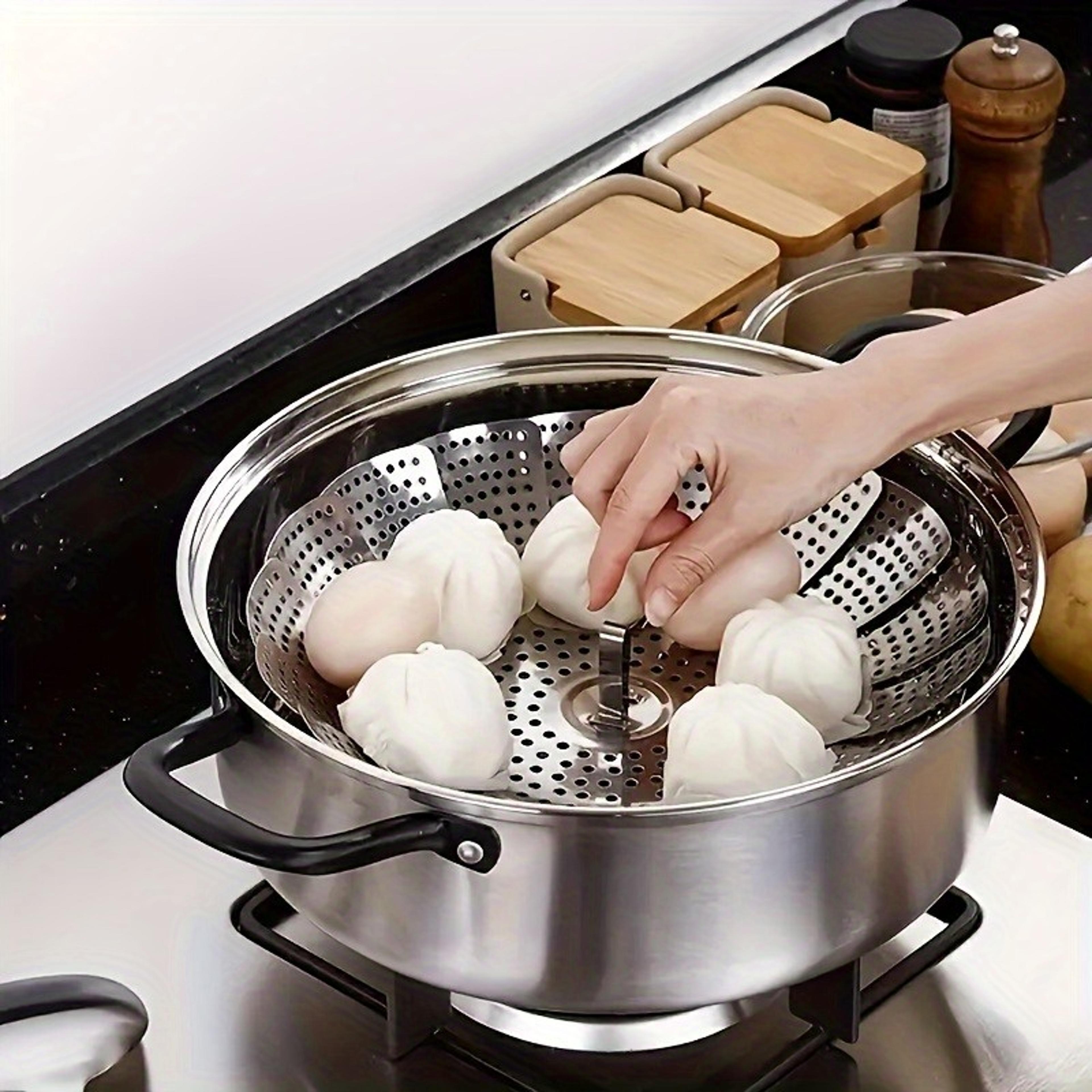 Stainless Steel Steamer Basket Foldable Steamer Rack For Pots Durable  Easy To Clean Veggie Stea 5