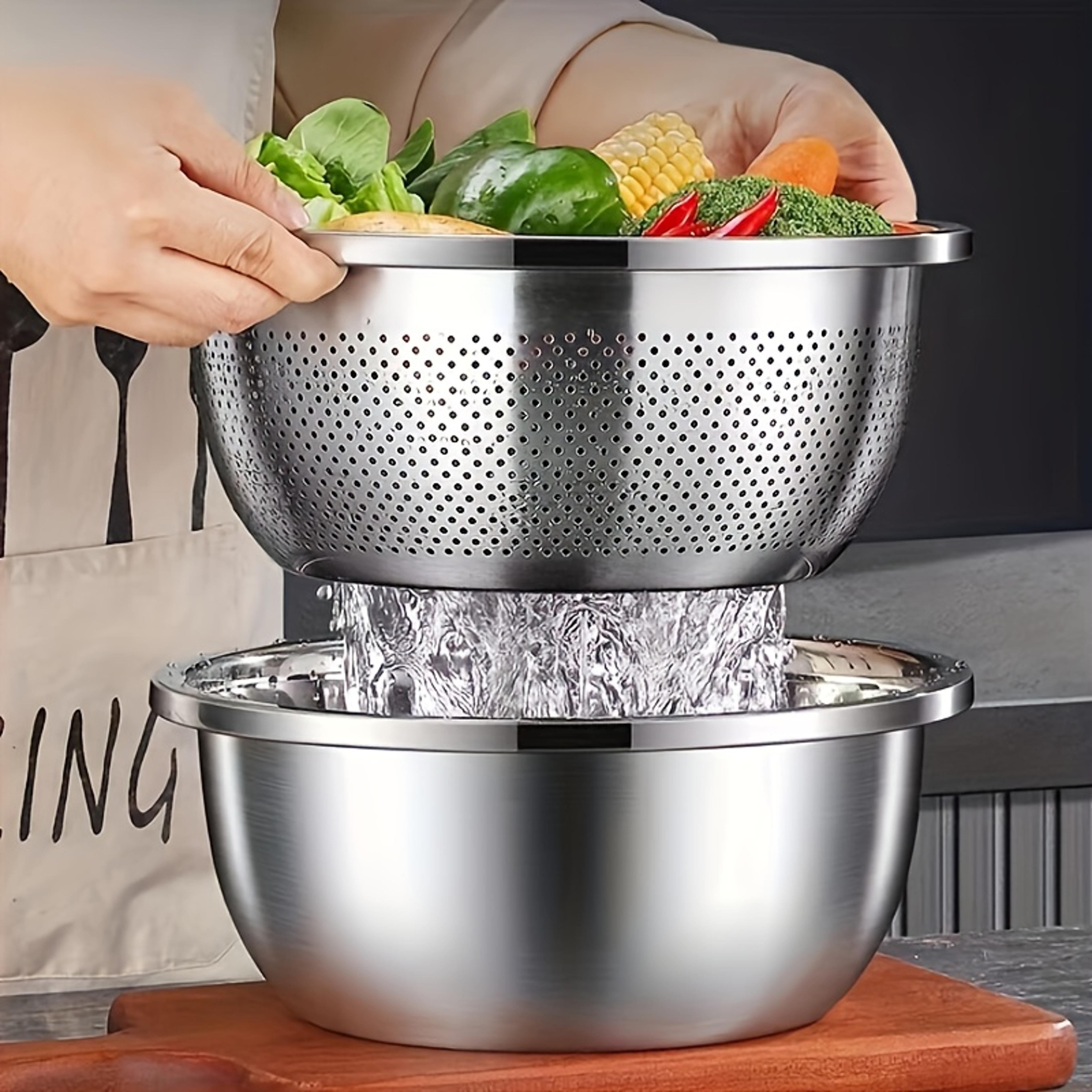 Stainless Steel Colander Set Heavy Duty Strainer For Vegetables Fruit Pasta And More 0