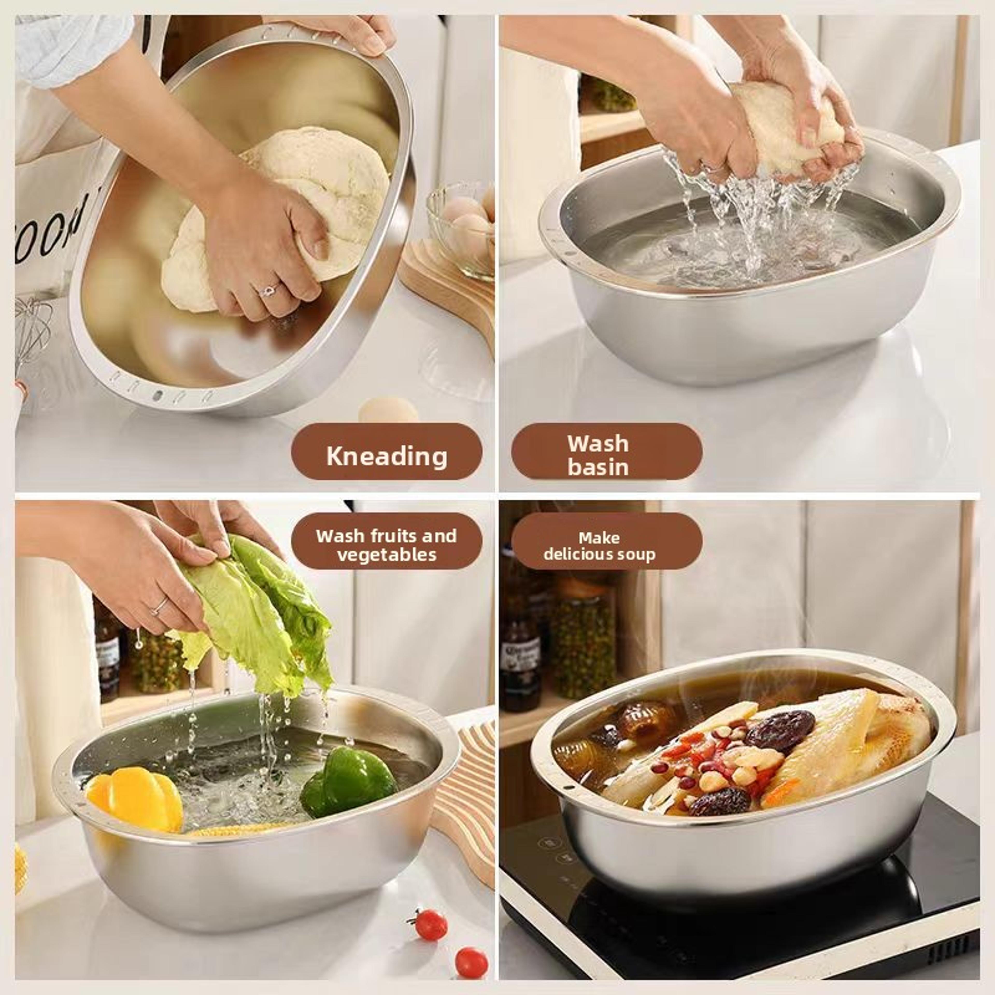 Heavy Duty Stainless Steel Mixing Bowl For Dough Kneading  Vegetables FoodGrade Dishwasher Safe 2