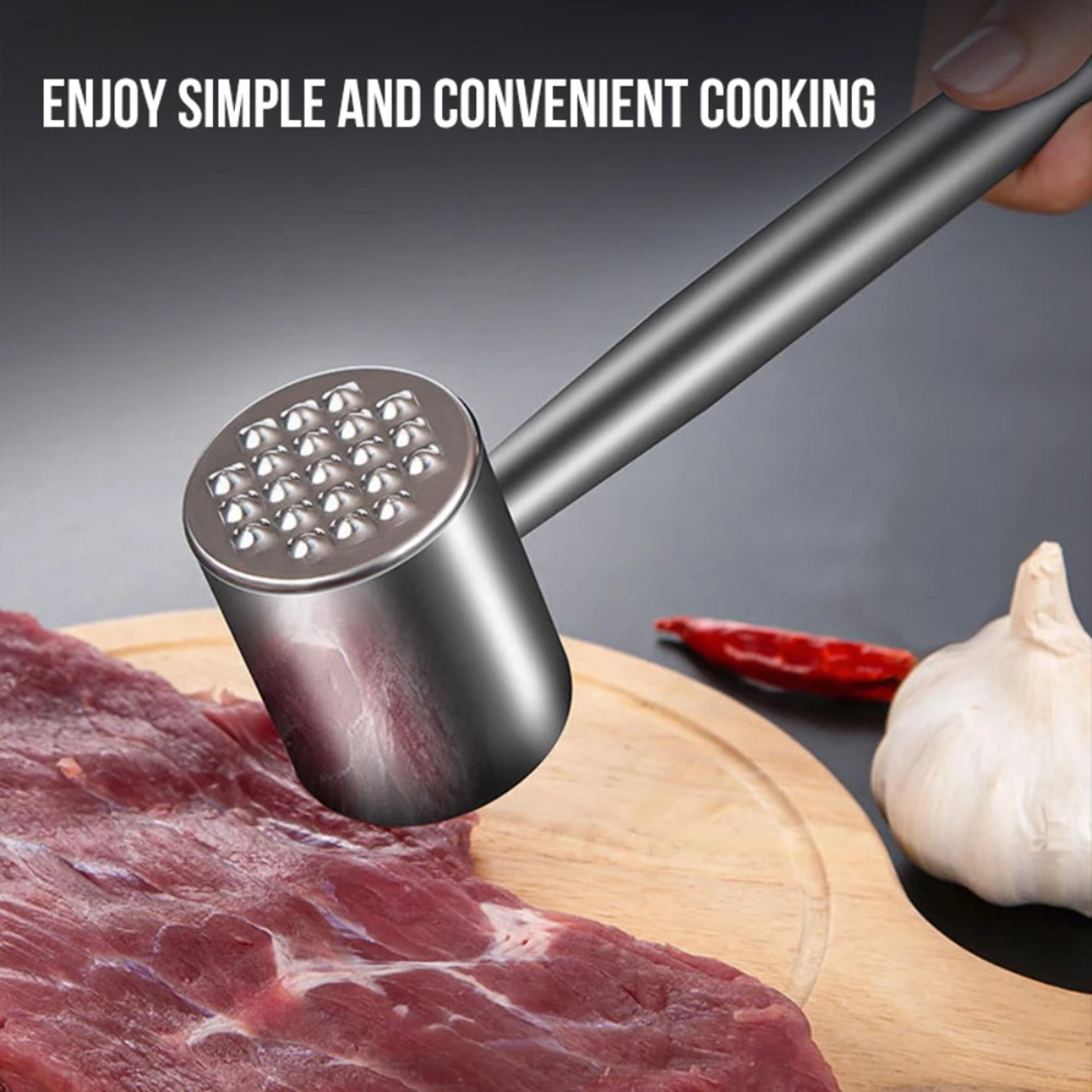 Stainless Steel Meat Tenderizer Hammer Knock Loose Beef Mace For Steaks 2