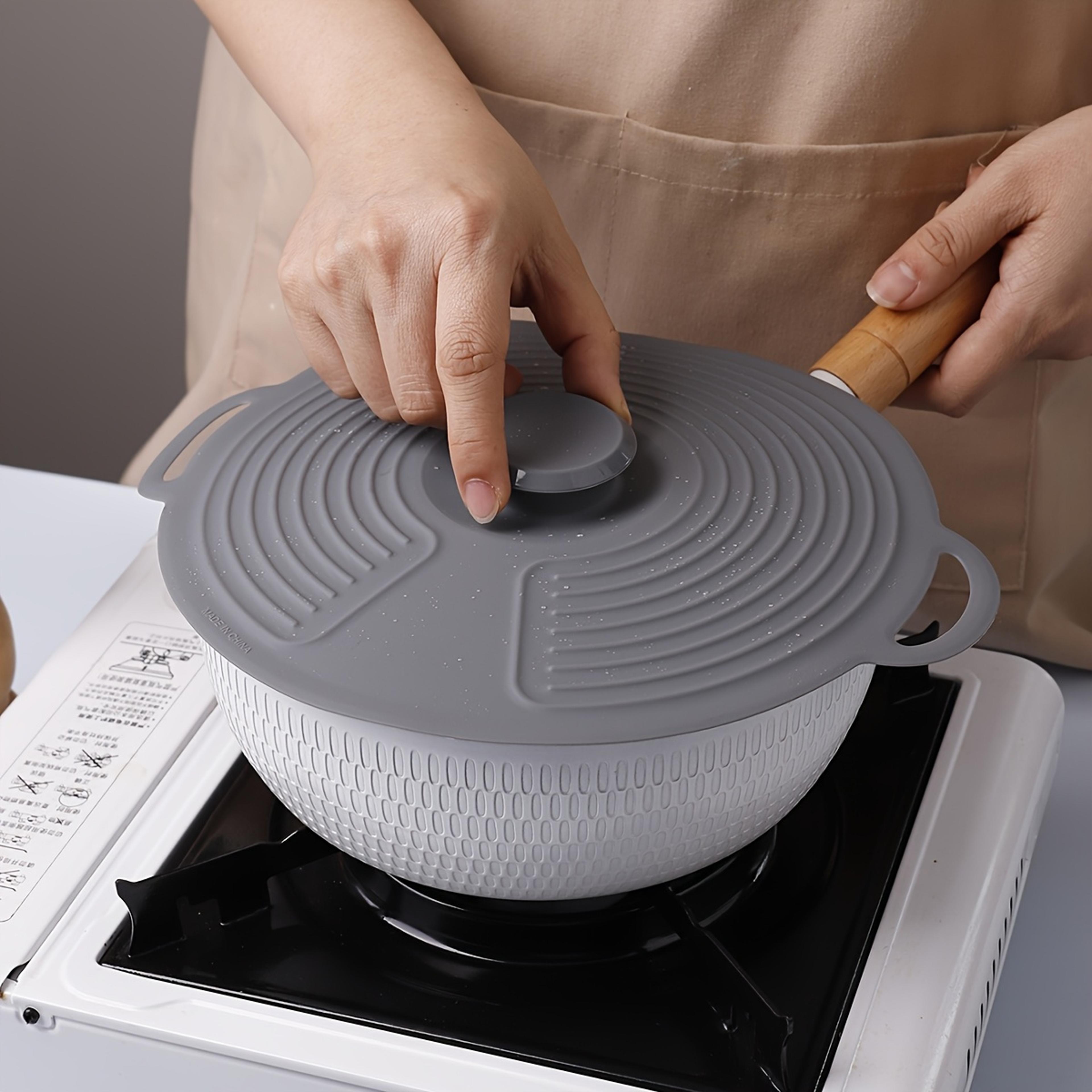 Reusable Silicone Pot Cover Set HeatResistant Microwave Lid With Suction Cup Seal 0
