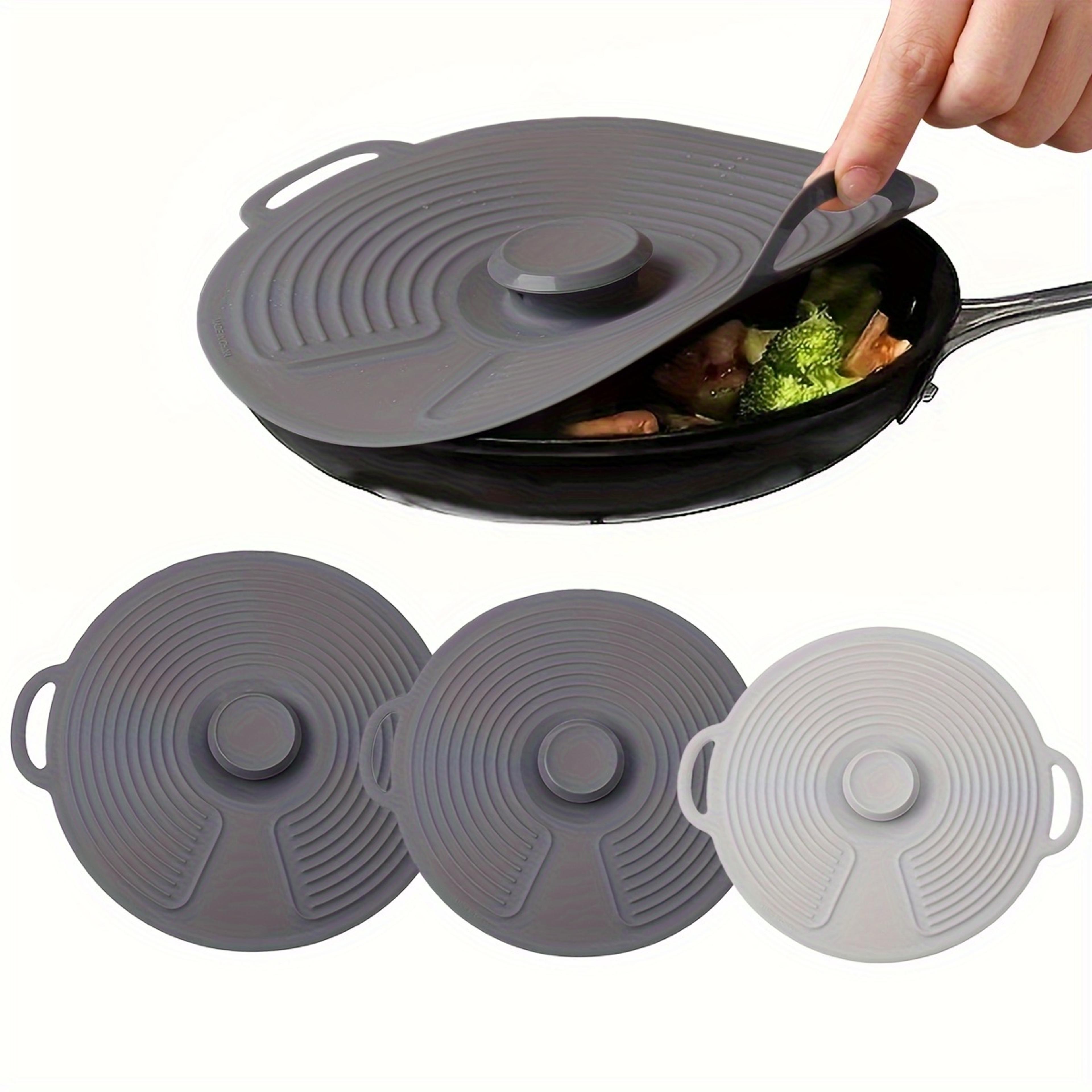Reusable Silicone Pot Cover Set HeatResistant Microwave Lid With Suction Cup Seal 3