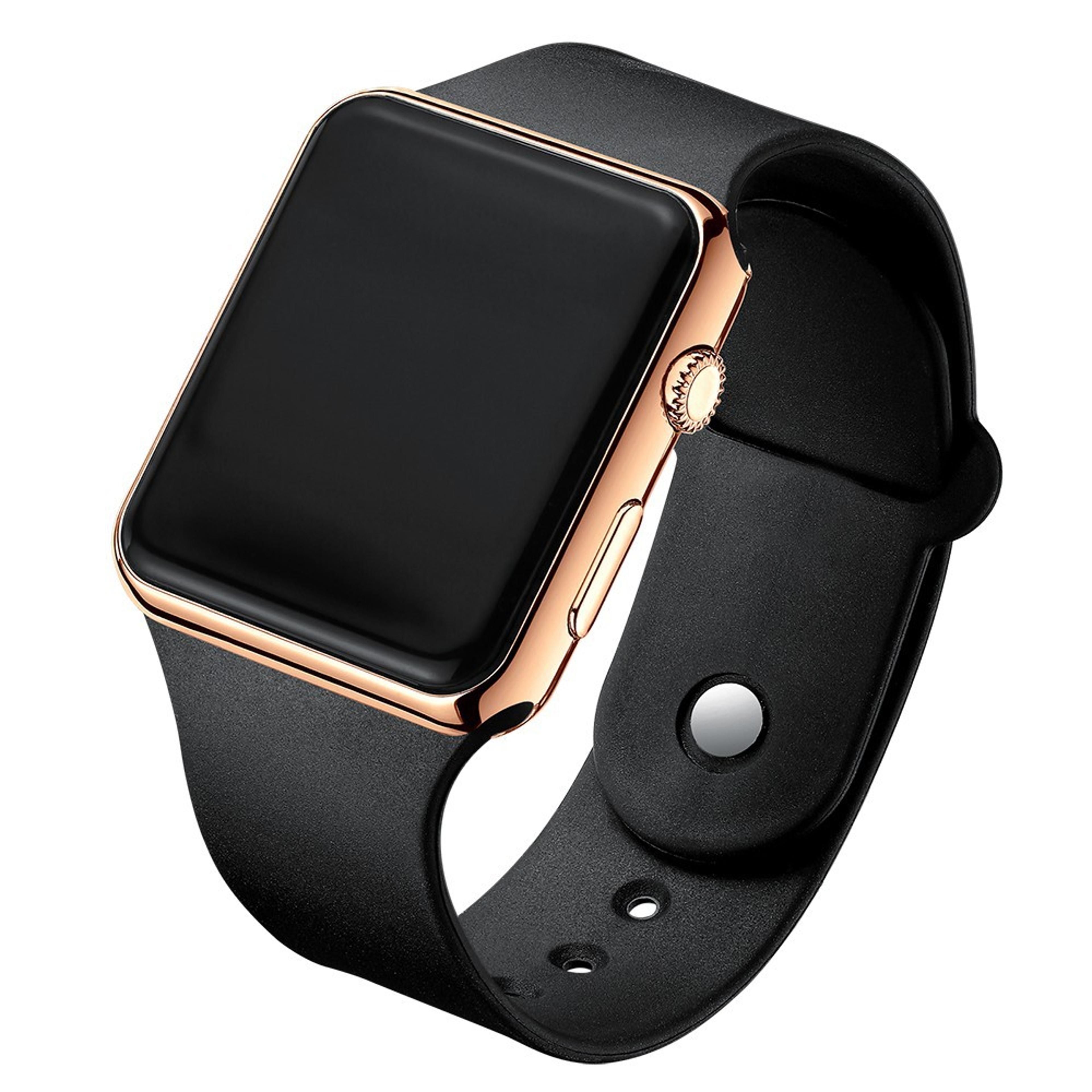 fashionable led digital watch for men & women black silicone wristband, casual sports watch