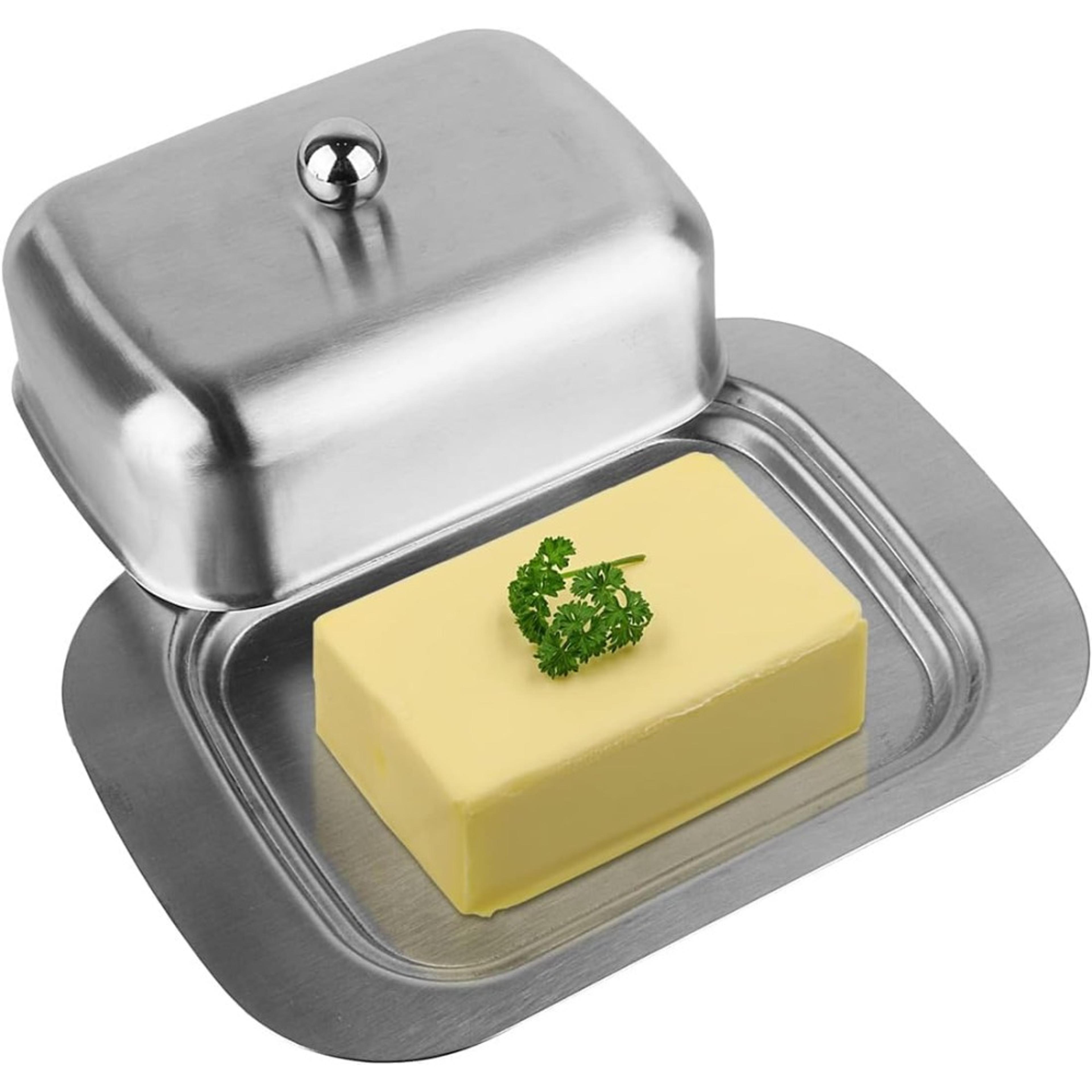 stainless steel butter dish with easy grip lid premium cheese storage box for kitchen