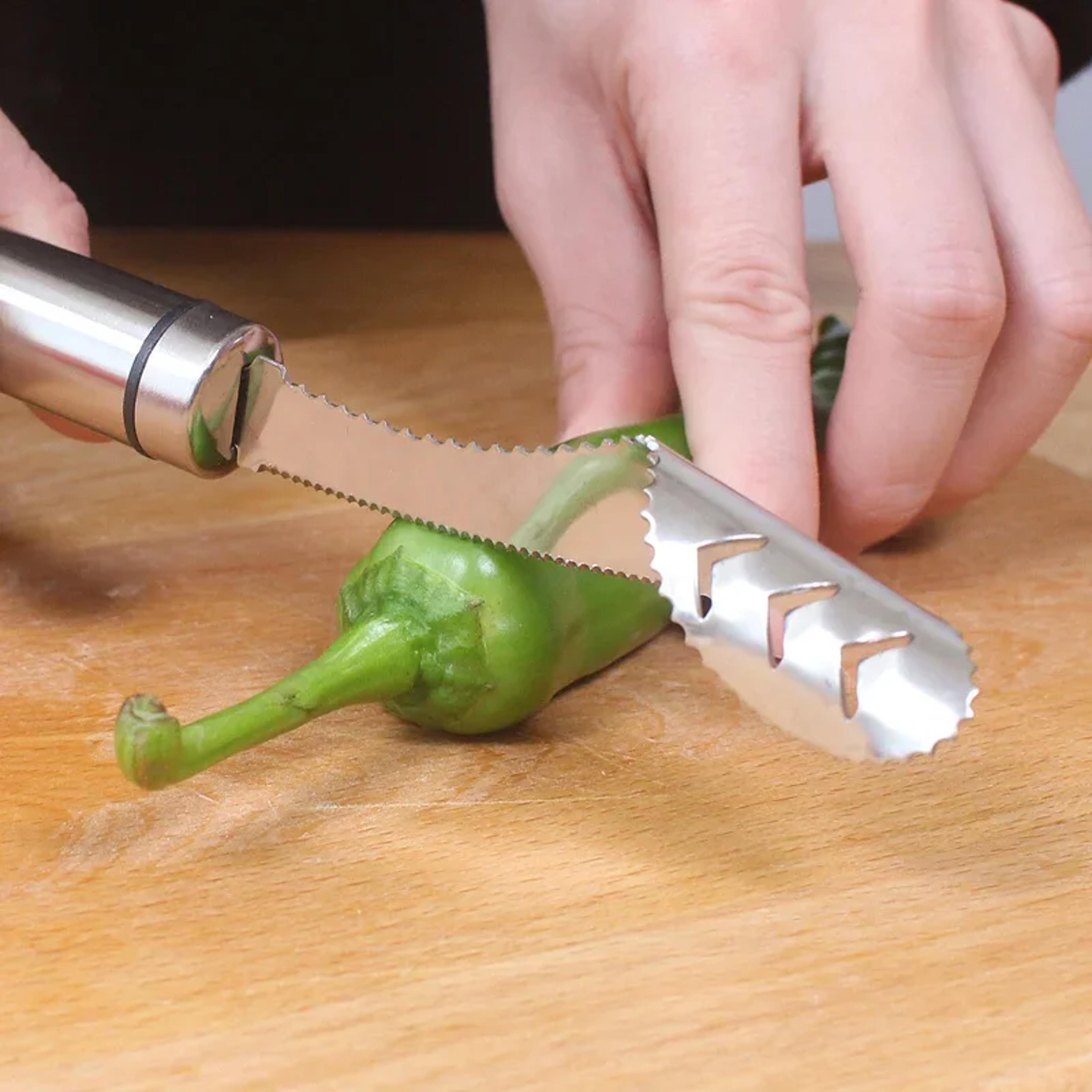 stainless steel chili corer & bitter gourd seed remover precision seed digging tool for green peppers & vegetables