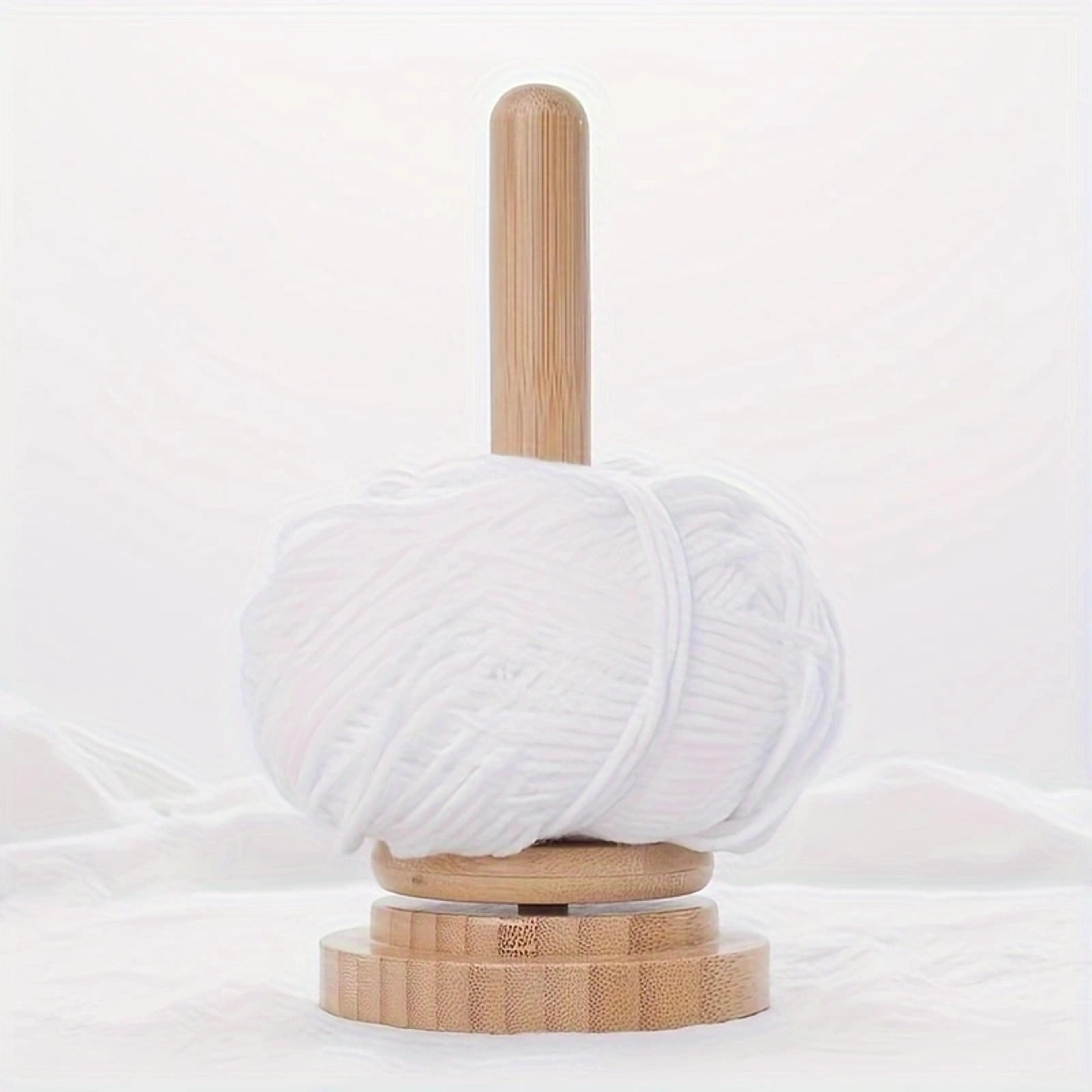 bamboo yarn stand & wooden winder tabletop rotary yarn spool storage organizer