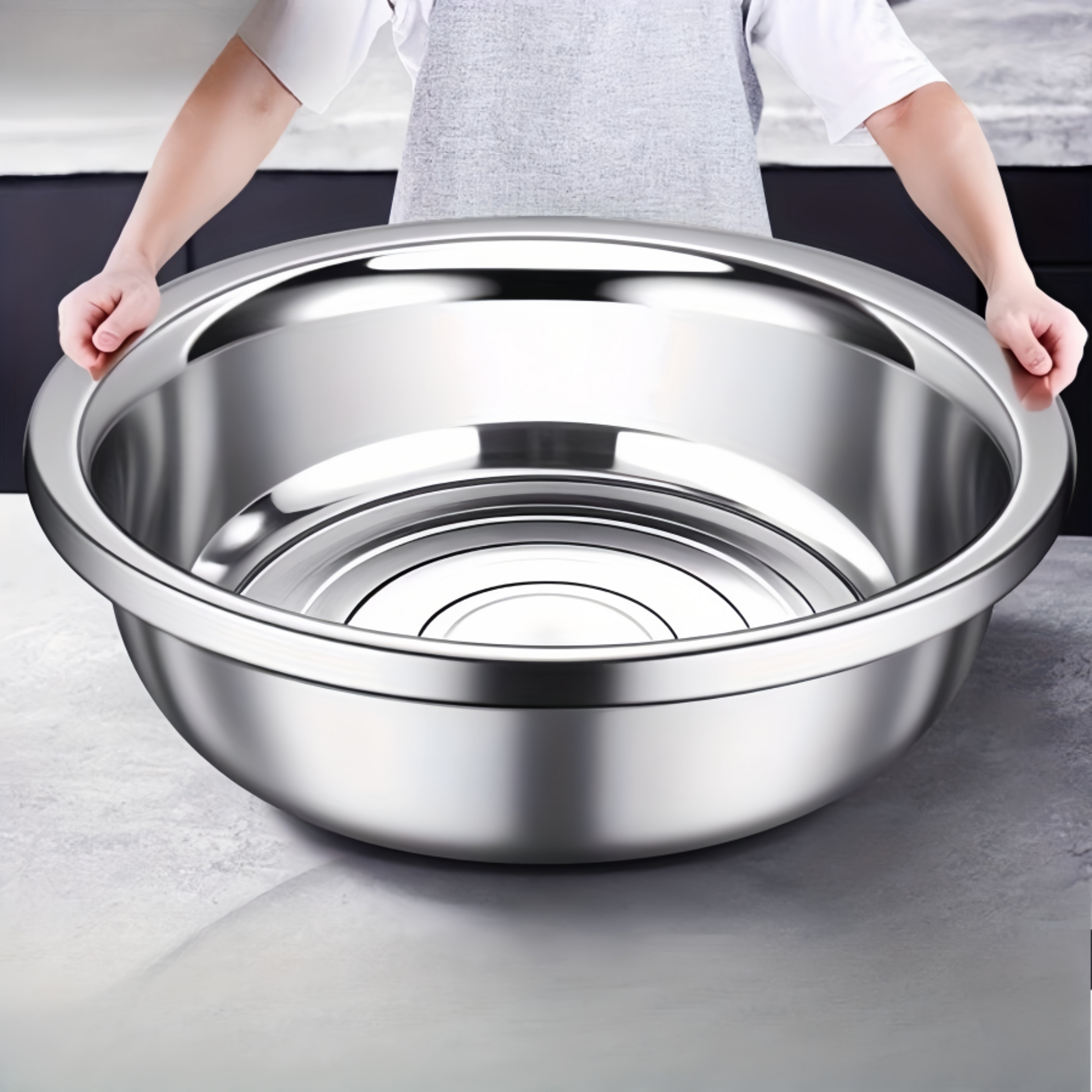 stainless steel nesting salad bowls set large capacity mixing & washing bowls for cooking