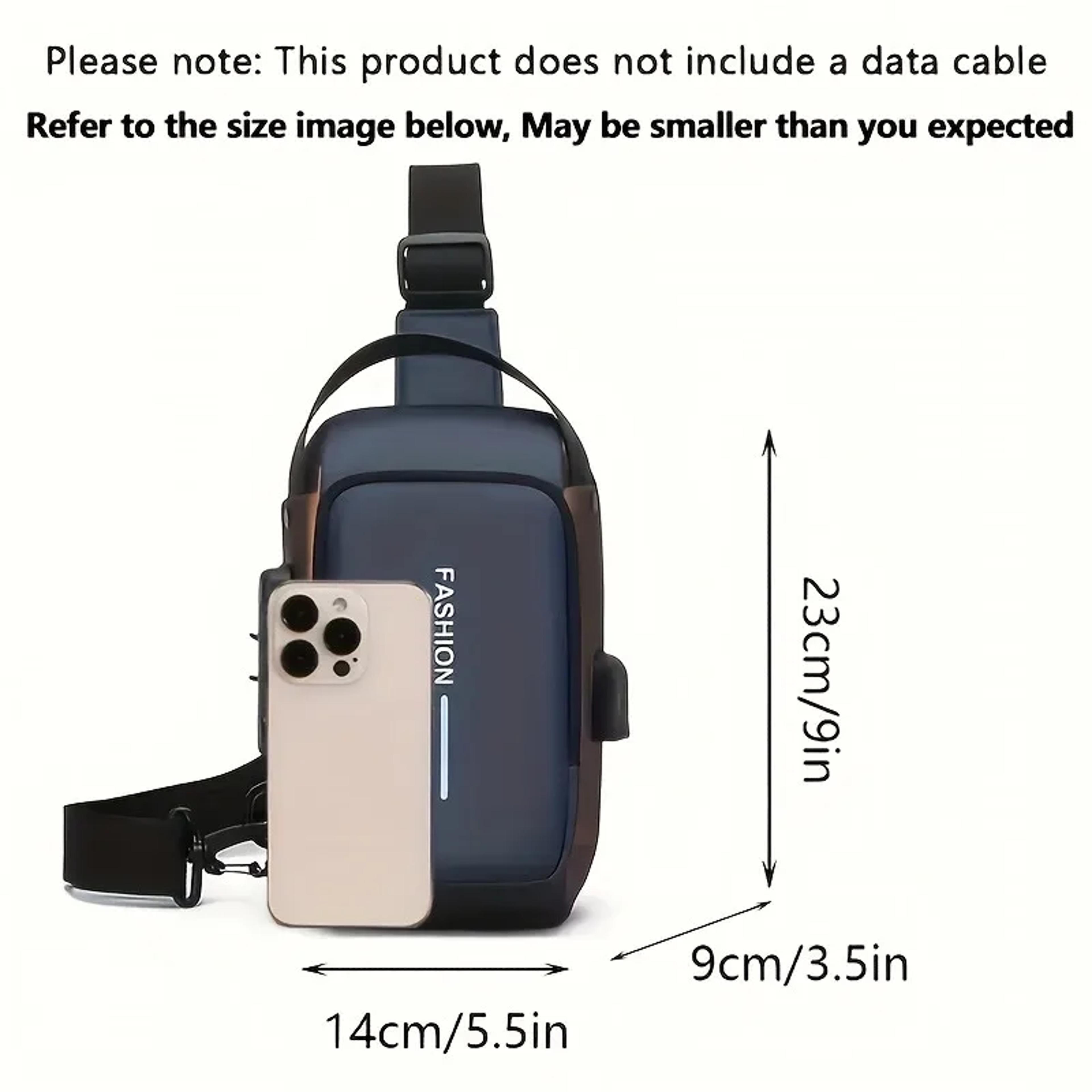 Durable Oxford Fabric Mens Sling Bag Stylish Motorcycle Crossbody Chest Pack With Phone Pocket Zip  5