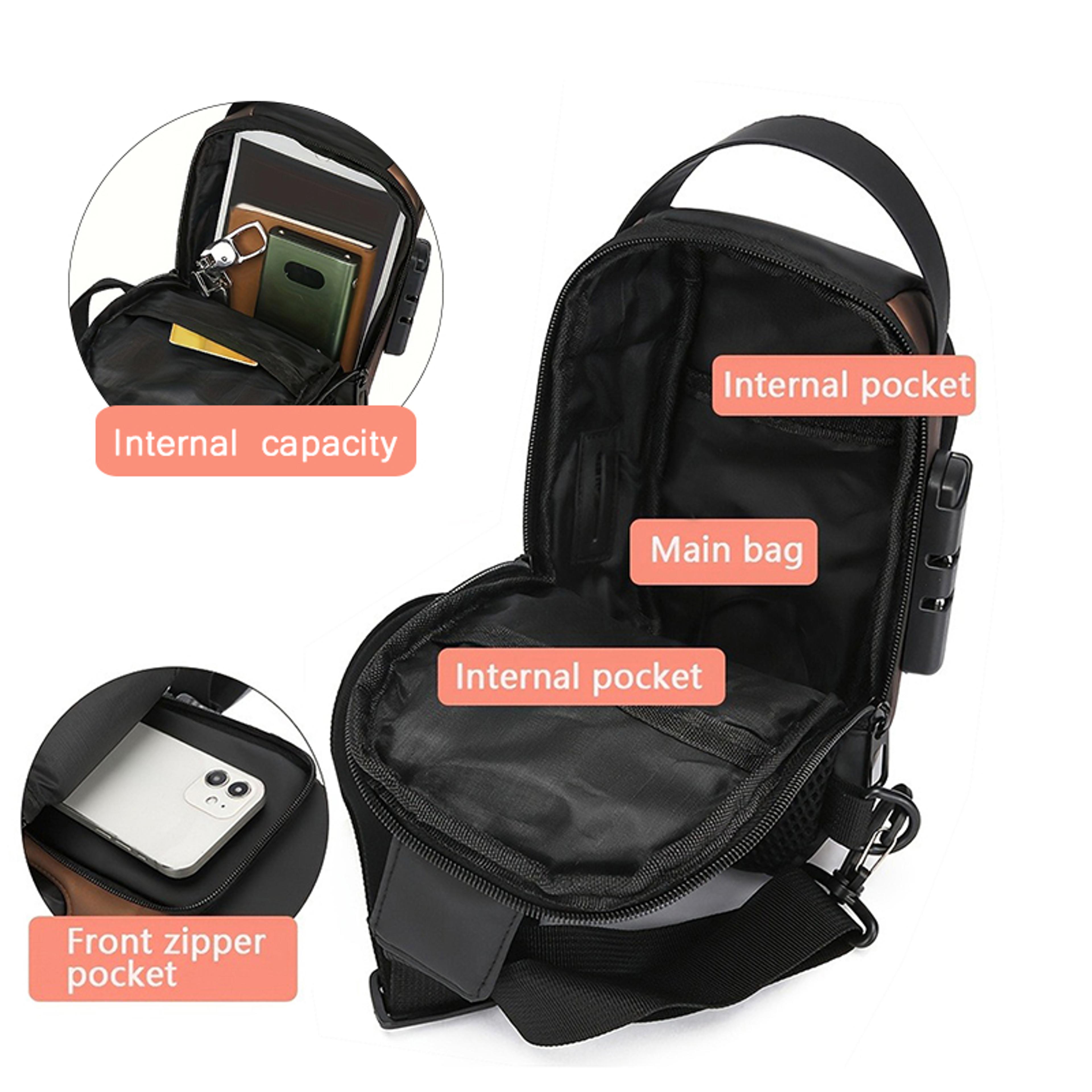 Durable Oxford Fabric Mens Sling Bag Stylish Motorcycle Crossbody Chest Pack With Phone Pocket Zip  2