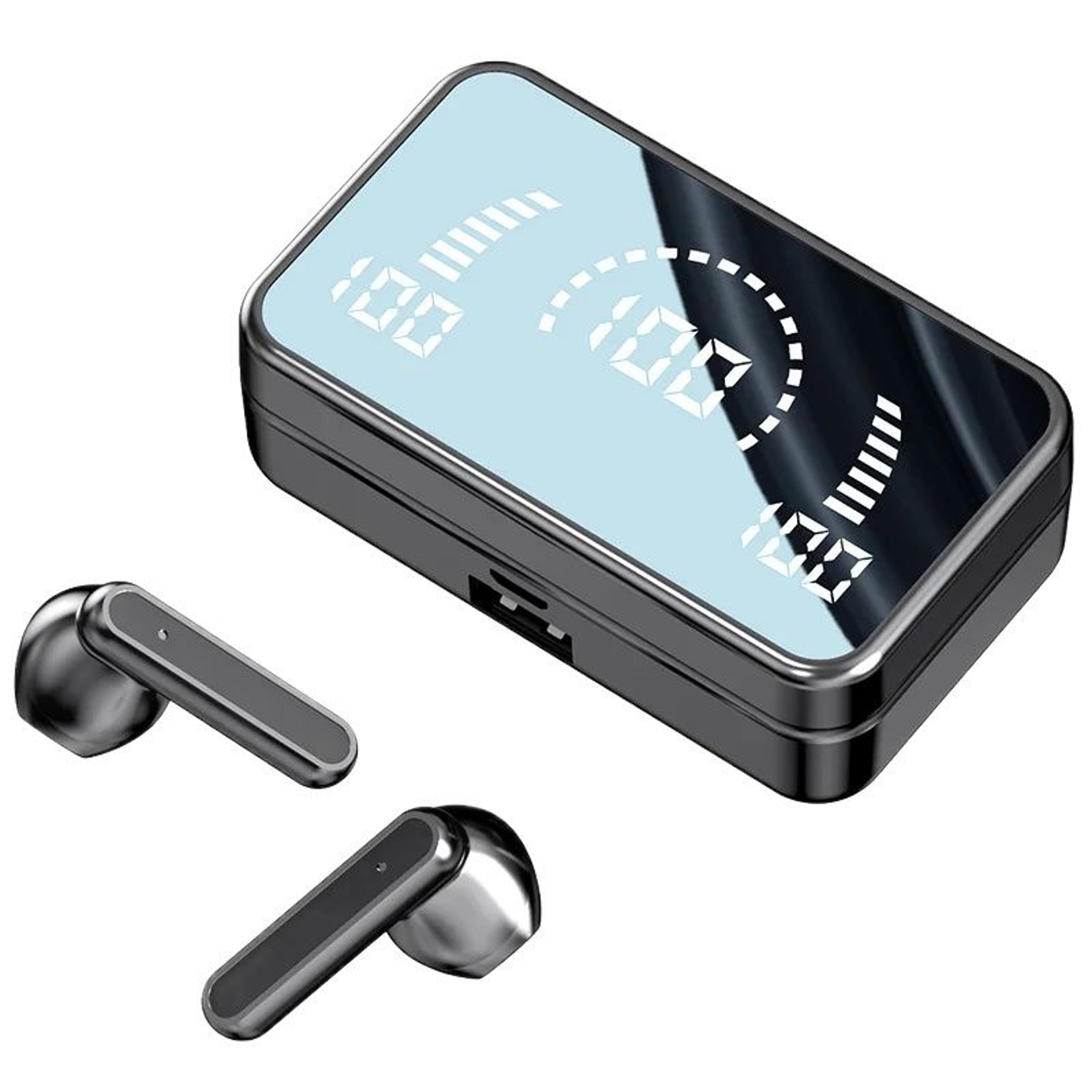 wireless bluetooth earbuds with noise cancelling mic led charging box & long battery life bluetooth headphones
