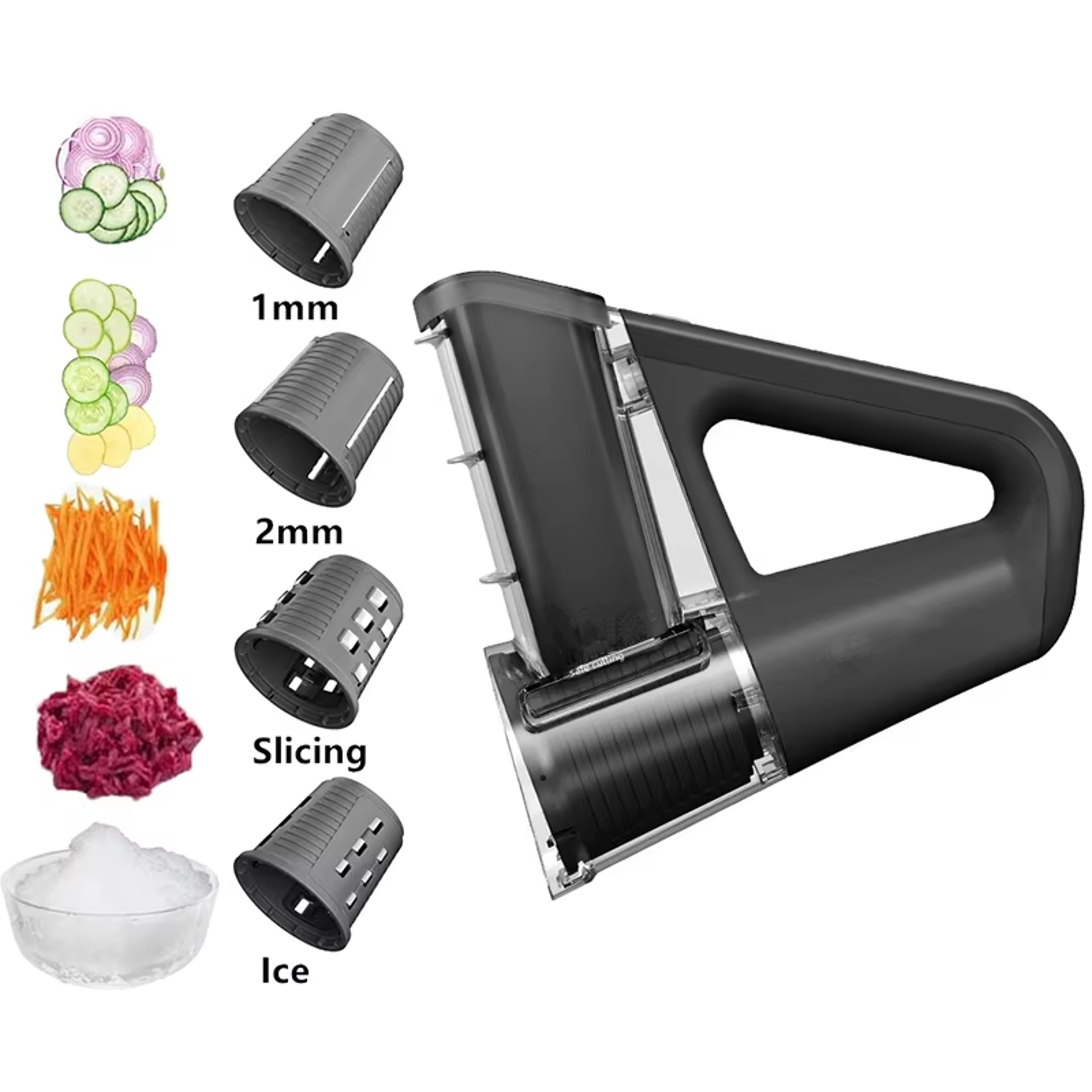 electric cheese grater & salad maker rotary slicer with blade options for quick & easy shredding