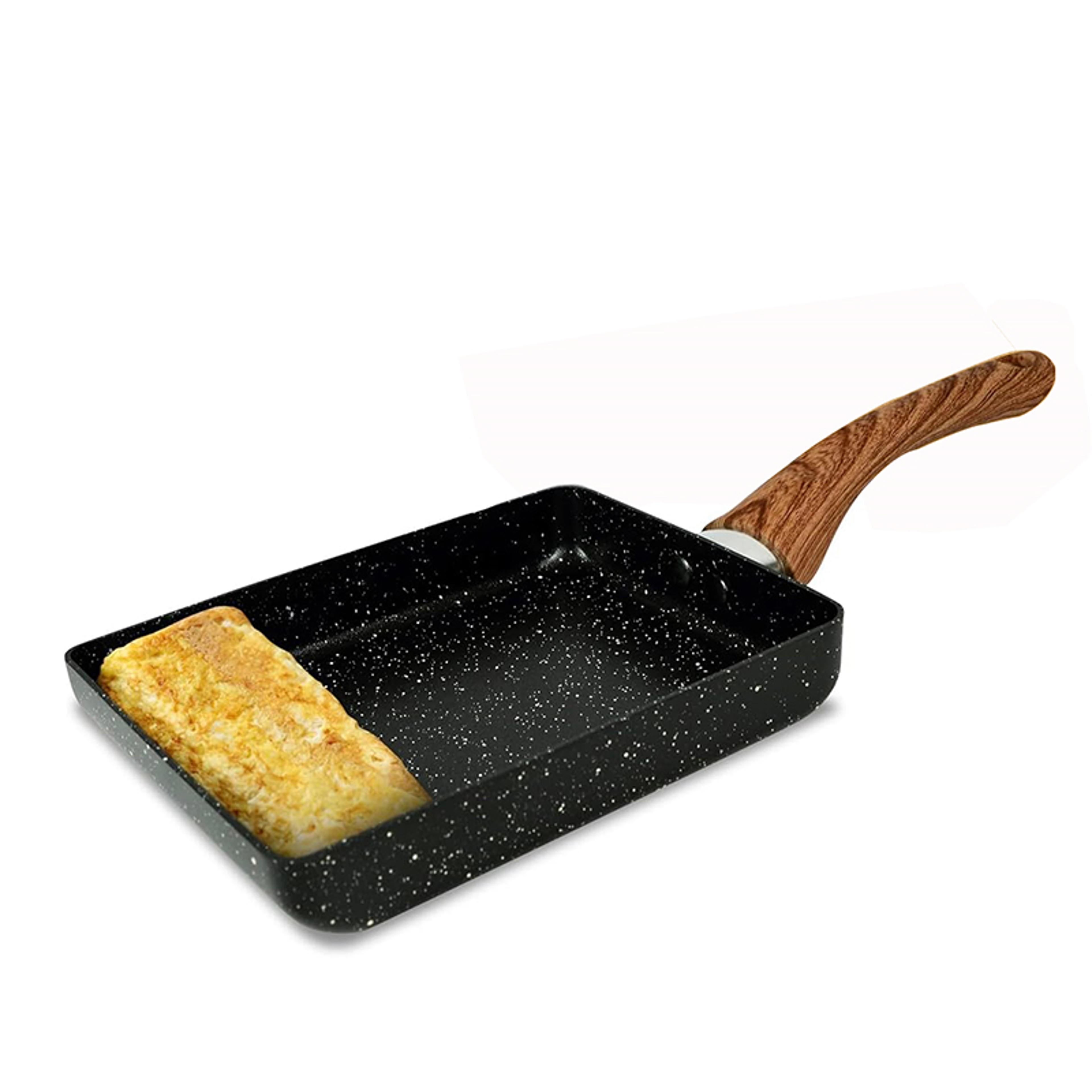 nonstick omelette pan with wooden handle perfect for pancakes & eggs