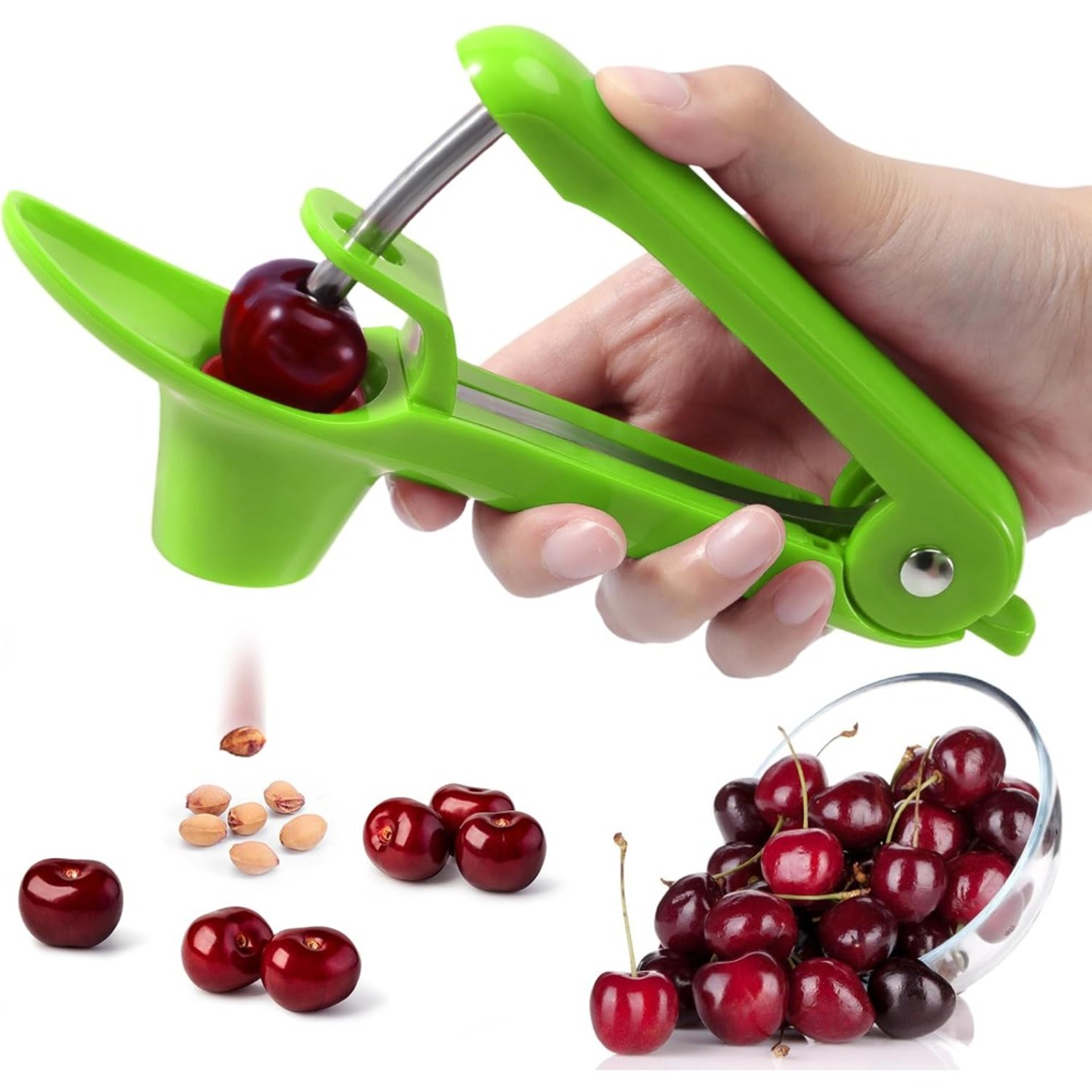 heavy-duty cherry pitter tool with space-saving lock design, cherry seed core remover