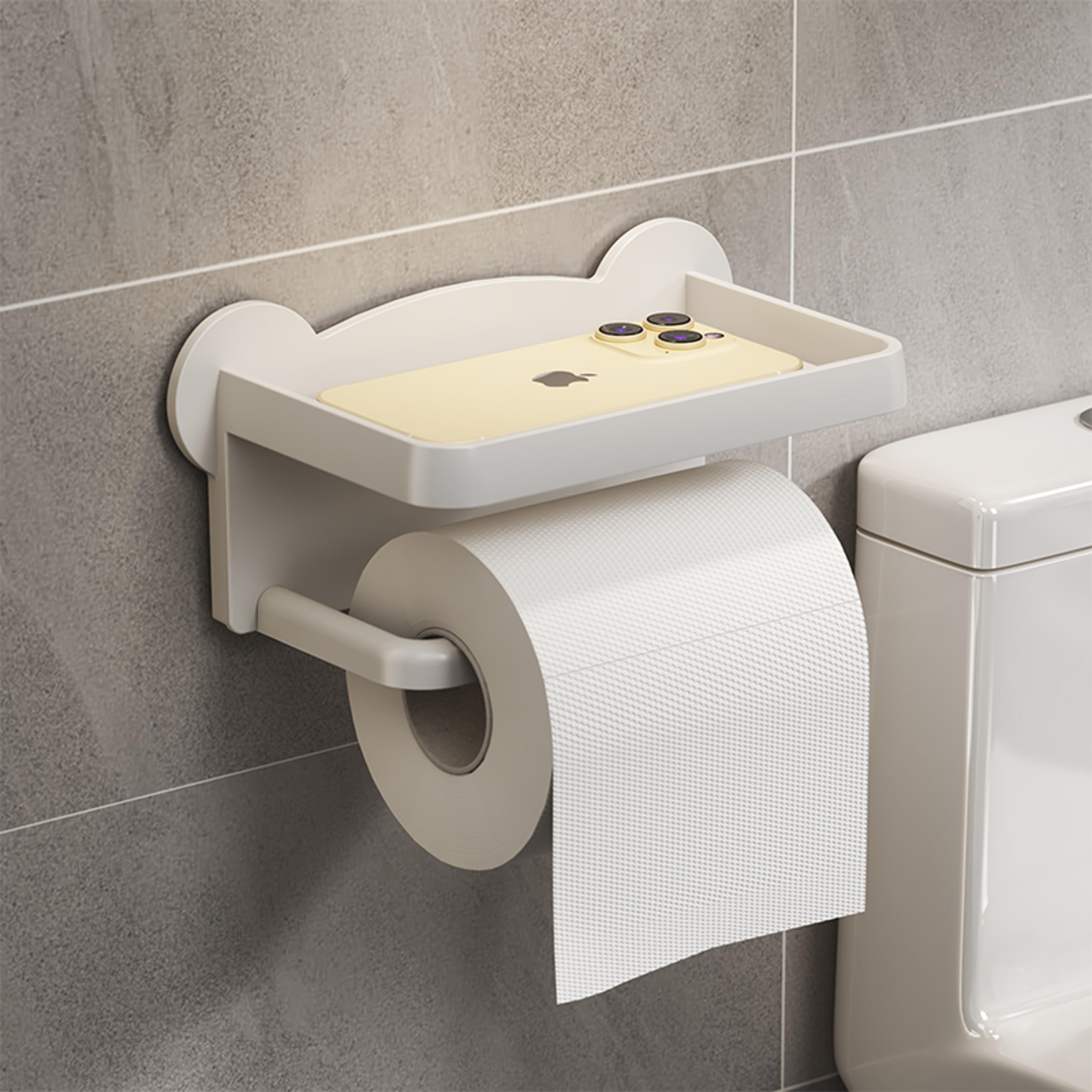 Bear Head Toilet Paper Holder WallMounted No Drilling Easy Installation Cute Tissue Dispenser 7