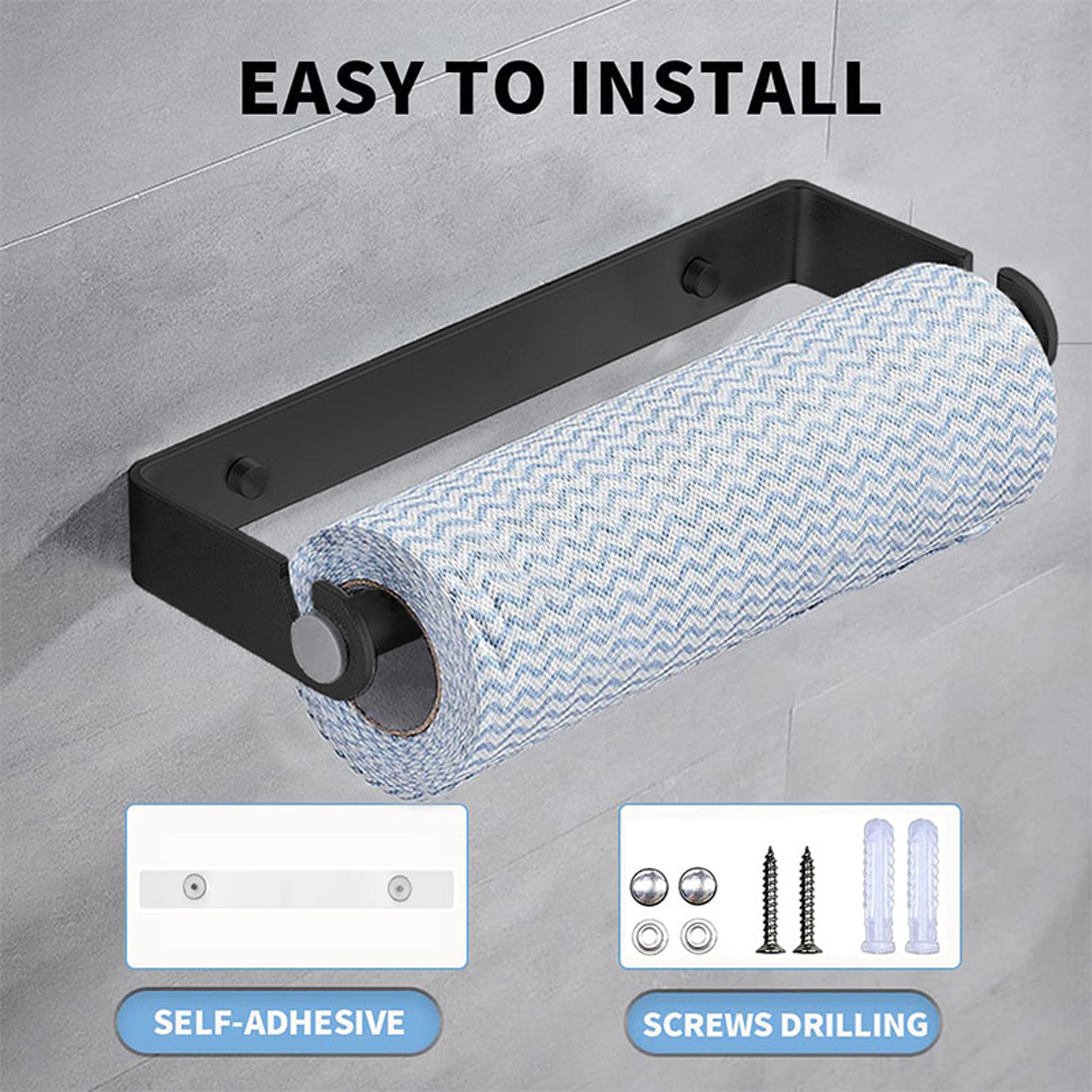 Under Cabinet Paper Towel Holder Adhesive Or Drill Mount For Kitchen  Bathroom WallMounted 1