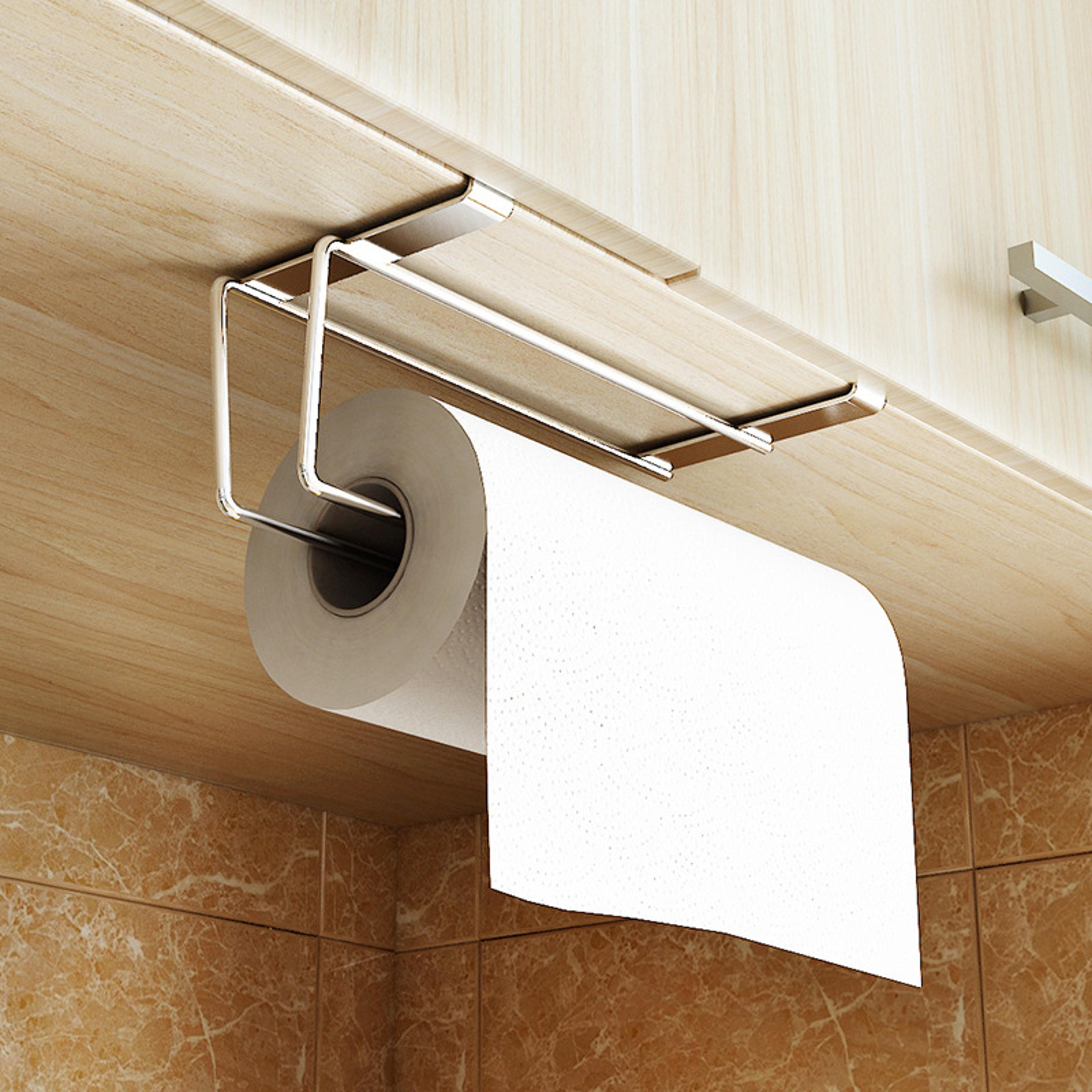 Stainless Steel Paper Towel Holder With Under Drawer Cabinet Hook For Kitchen  Bathroom 3