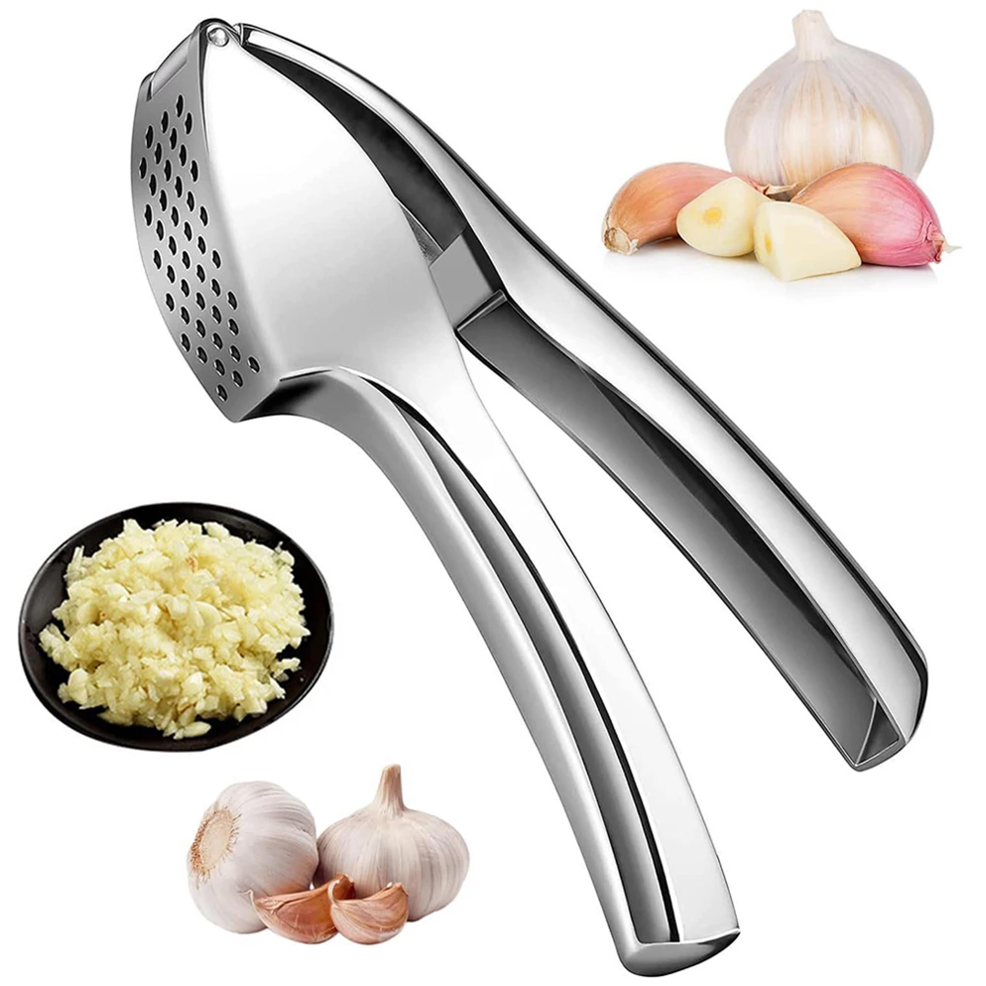 stainless steel garlic press mincer easy to clean & squeeze garlic crusher for fine garlic