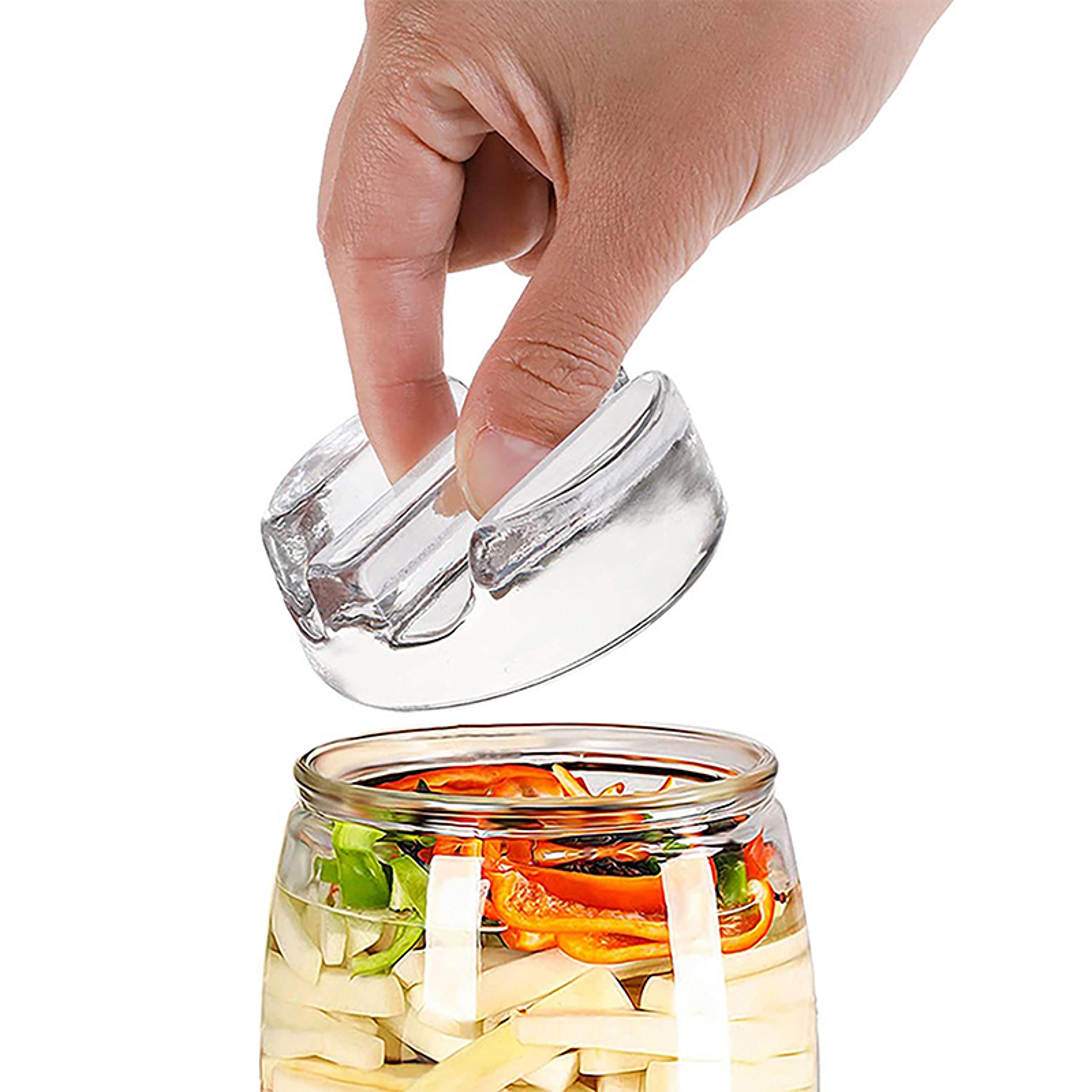 heavy glass fermenting lid with easy grip handle perfect for pickling & kimchi fermentation