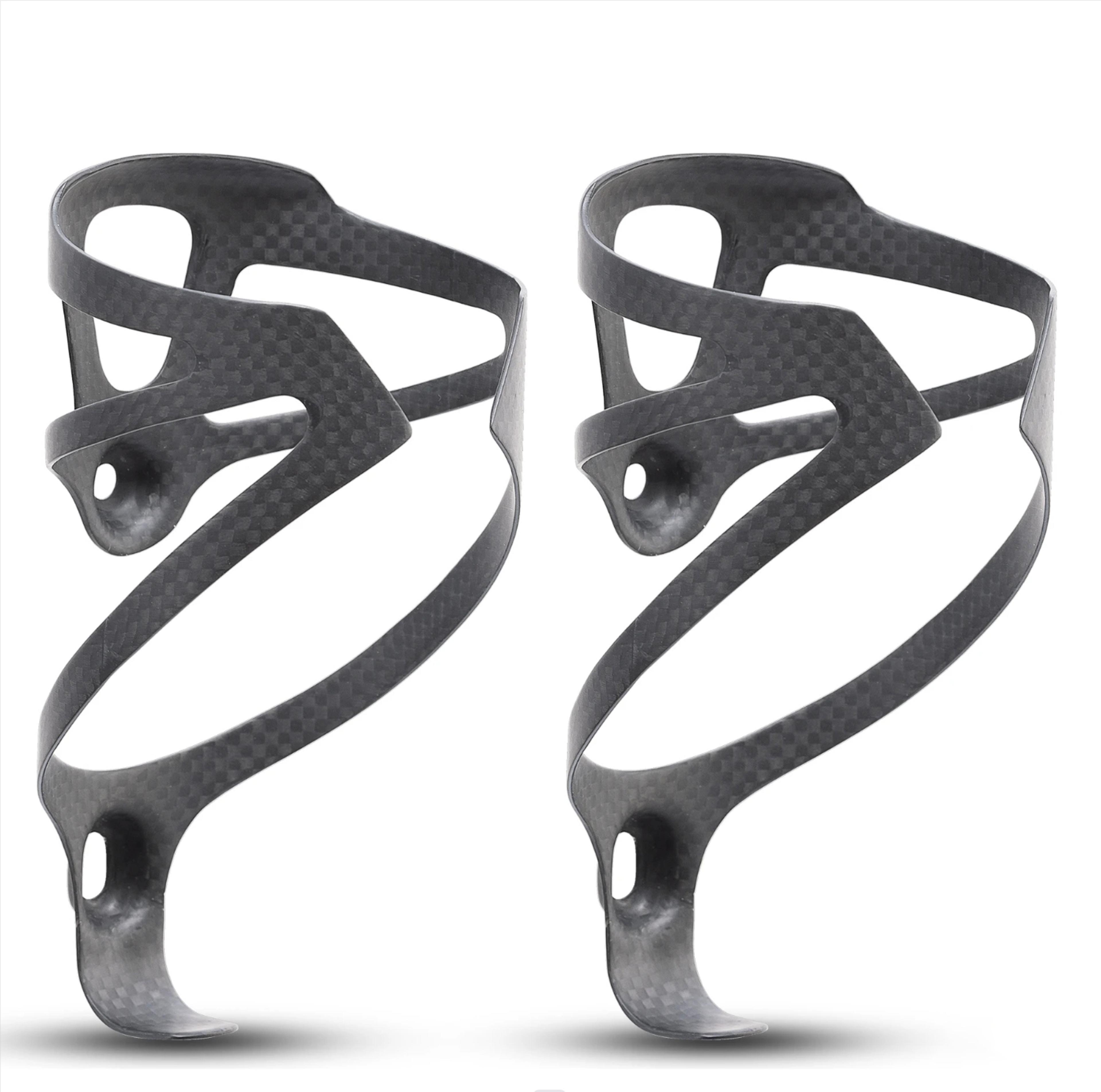 lightweight carbon fiber bicycle water bottle cage, matte black.