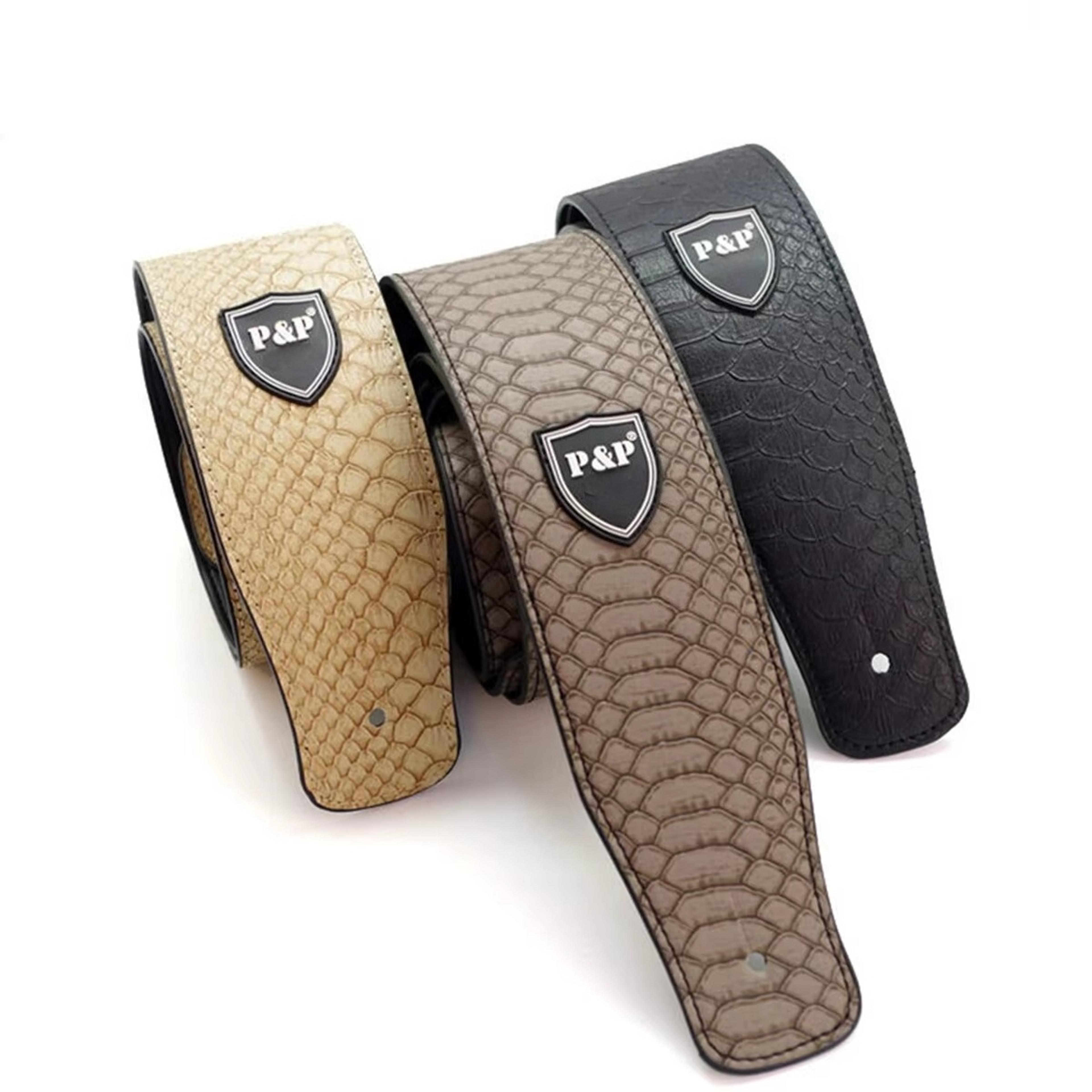 Guitar Strap Genuine Leather Adjustable Soft Embroidered Belt For Classical  Bass Guitars Premium M 2