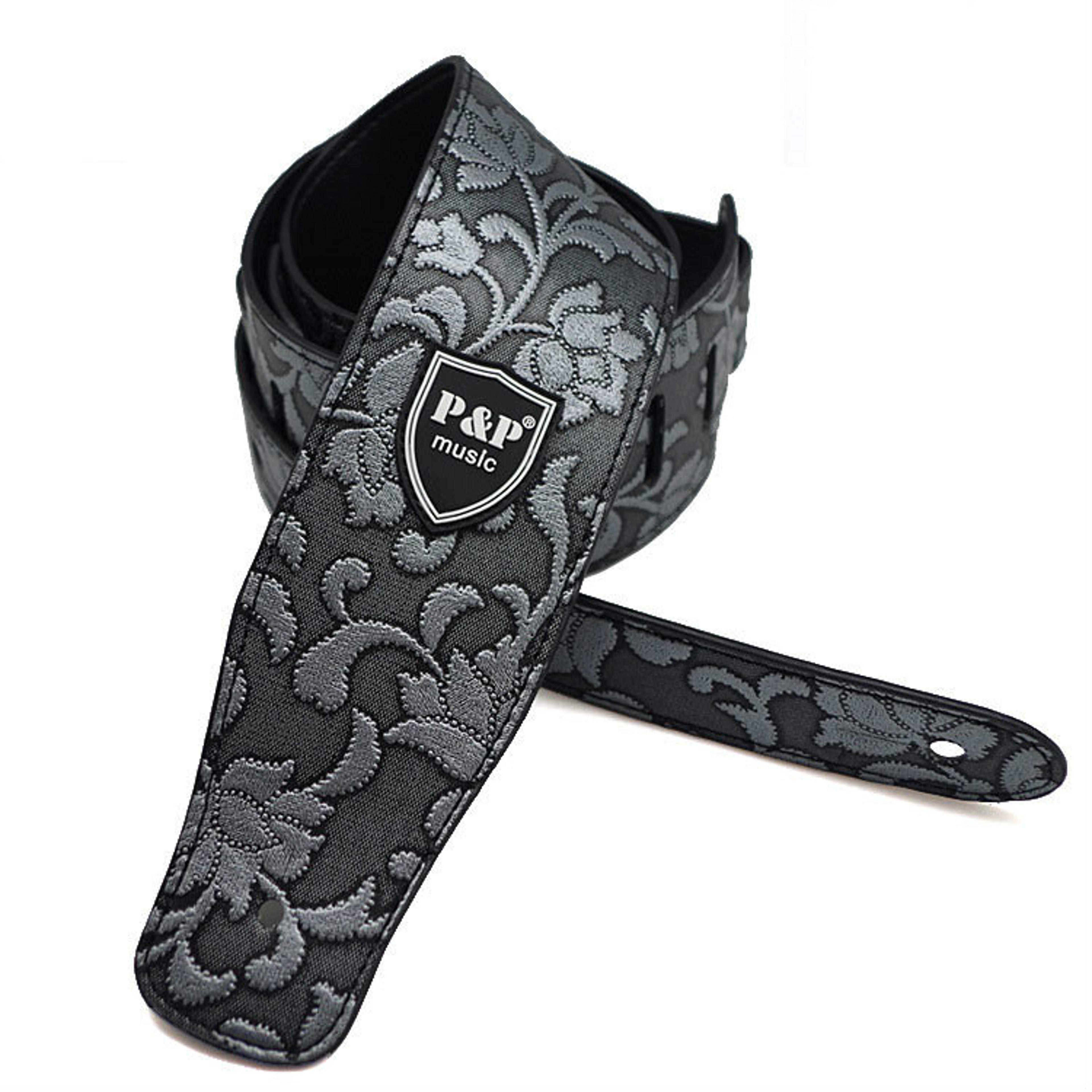 Guitar Strap Genuine Leather Adjustable Soft Embroidered Belt For Classical  Bass Guitars Premium M 8