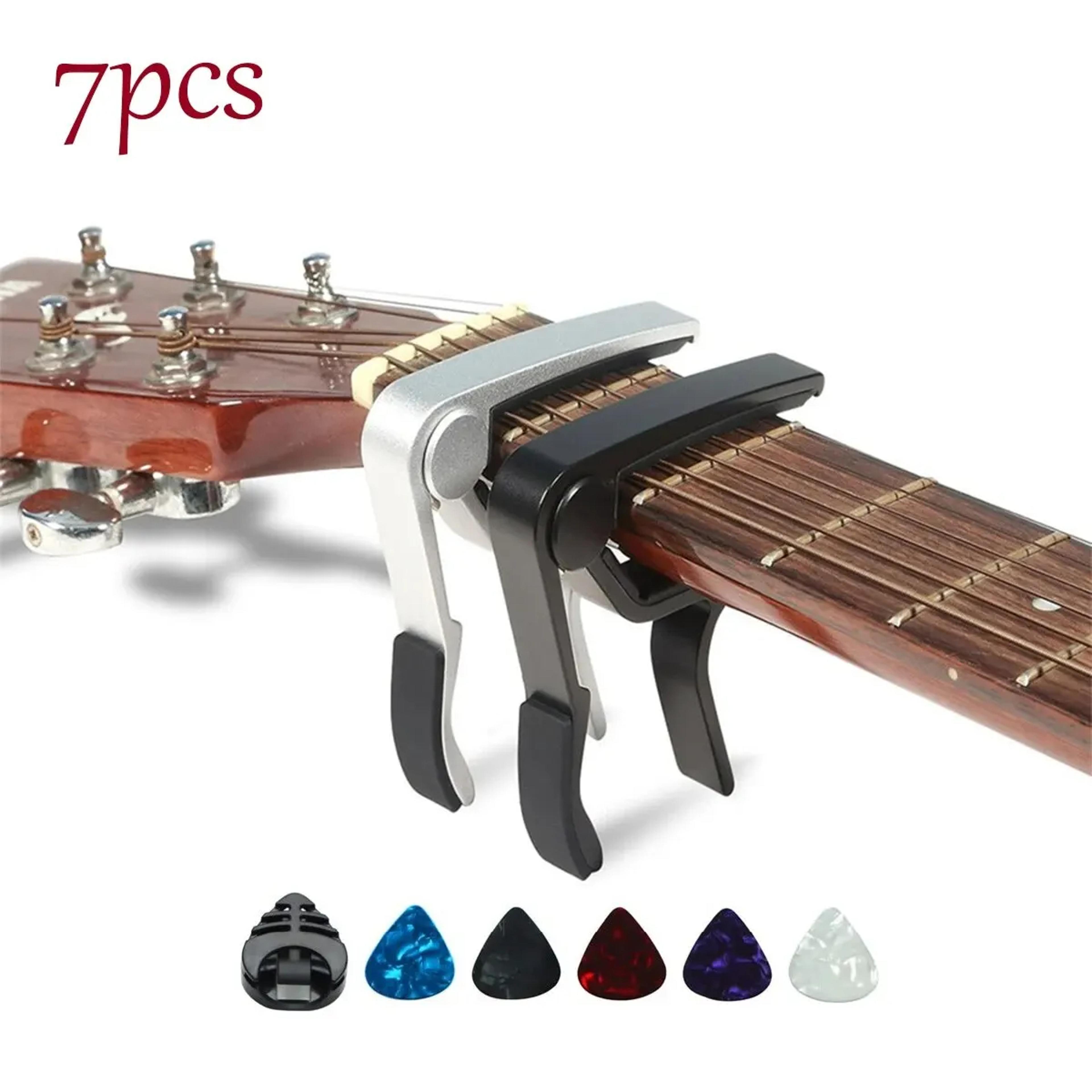 guitar capo set with picks and holder for acoustic and electric guitars