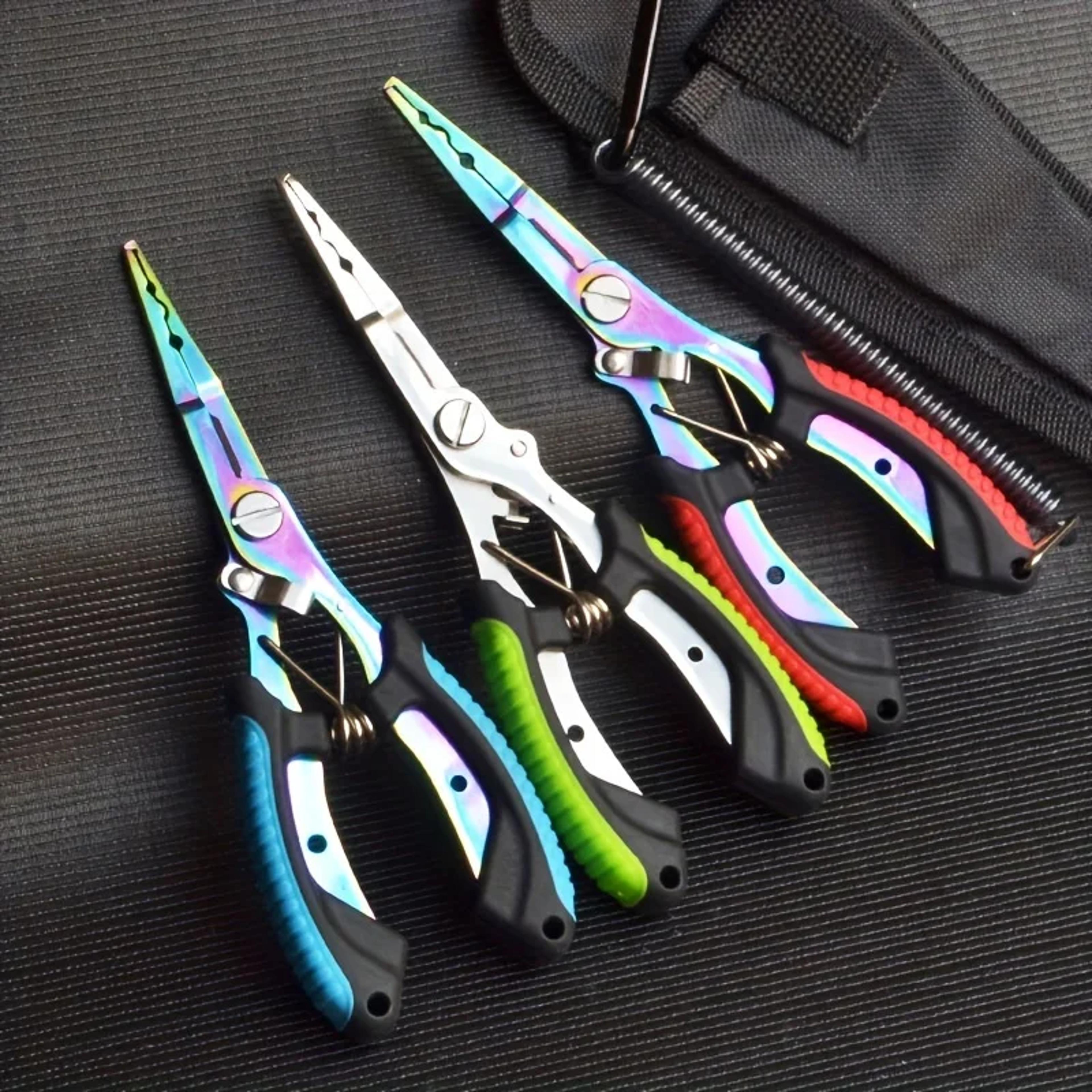 portable multifunctional fishing pliers colored titanium coated stainless steel hook cutter