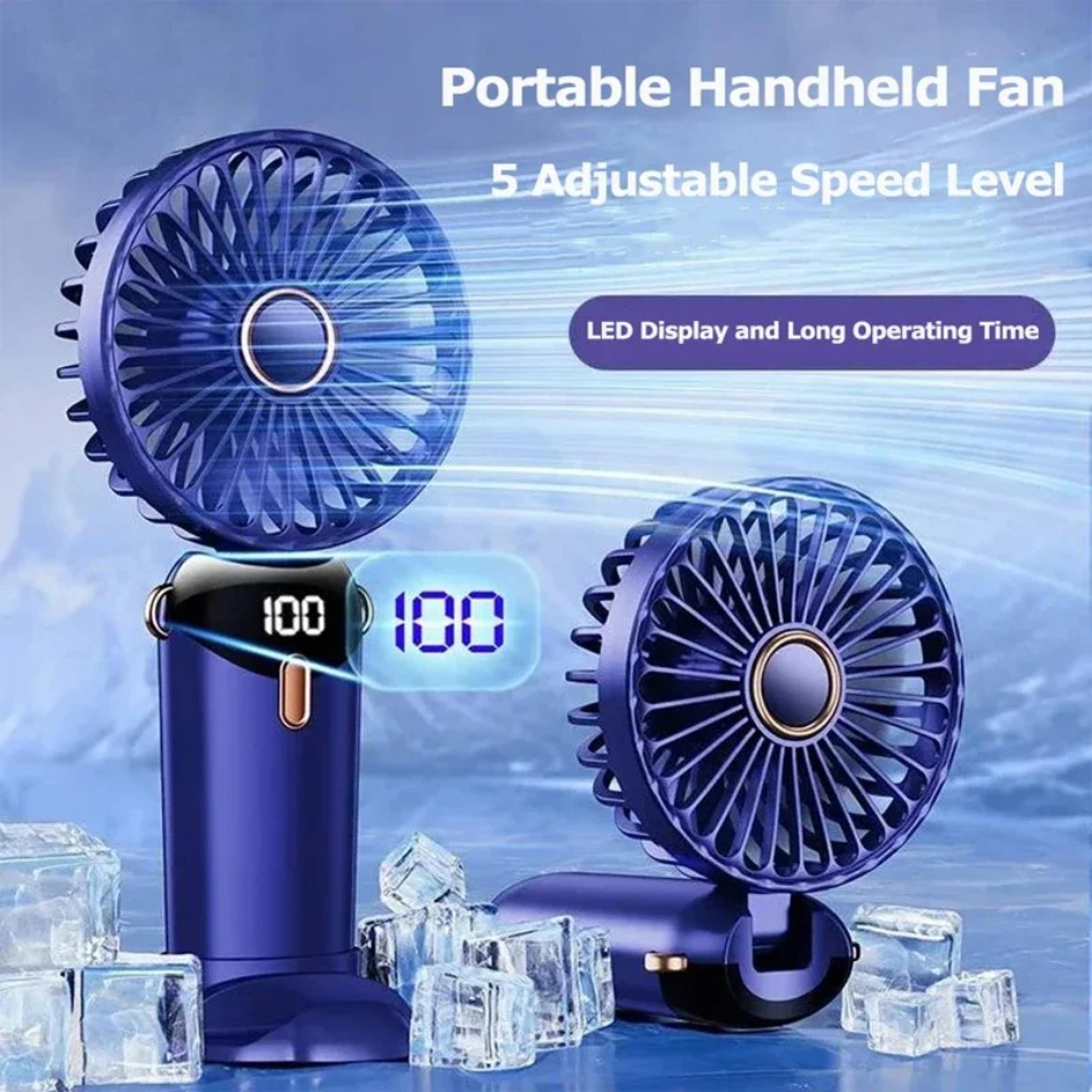 Portable Handheld Mini Fan Speed USB Rechargeable Foldable Desk  Neck Hanging Fan With Phone Stand  1