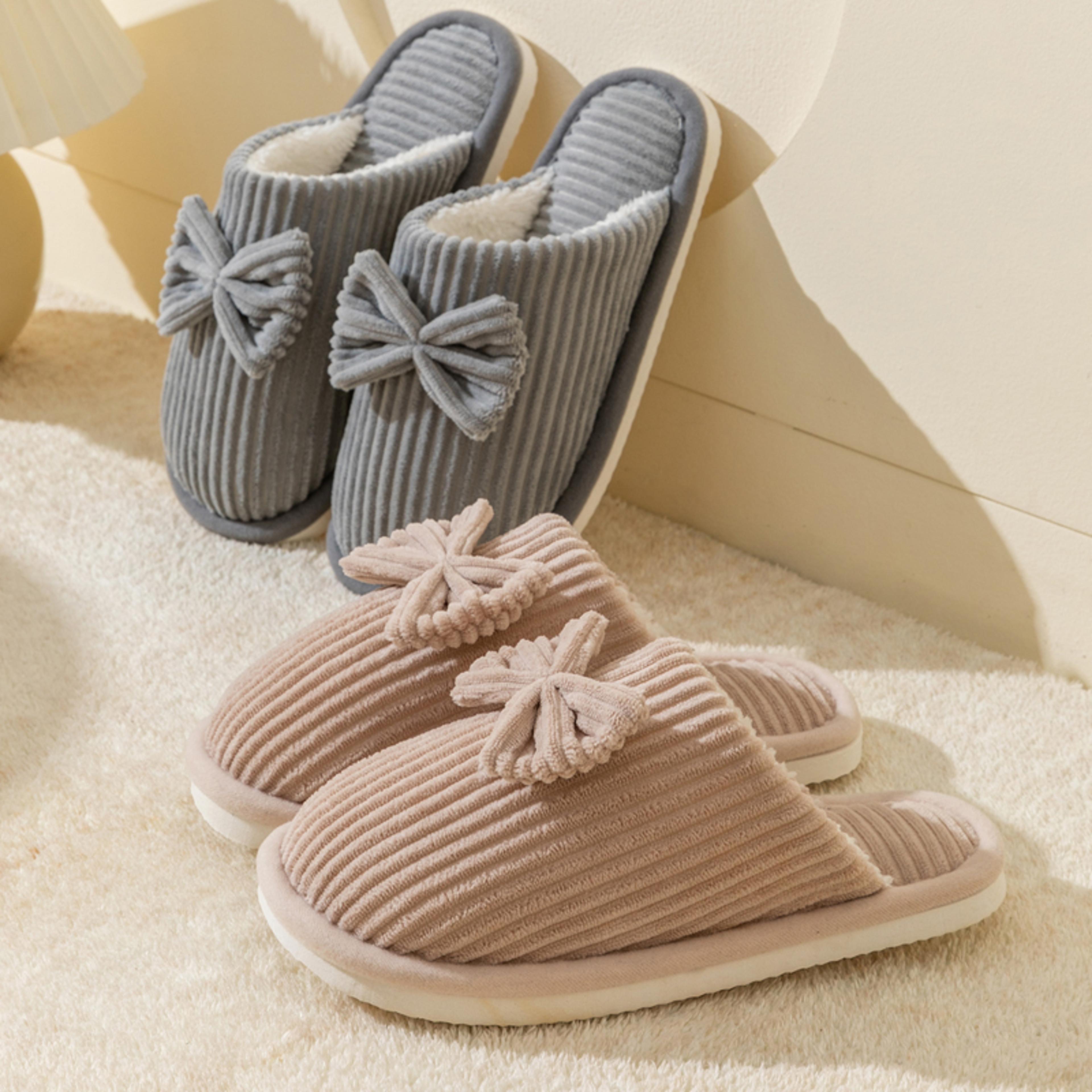 Fashionable Womens Bow Slippers Soft Warm And Comfortable Indoor Footwear For Fall  Winter 3