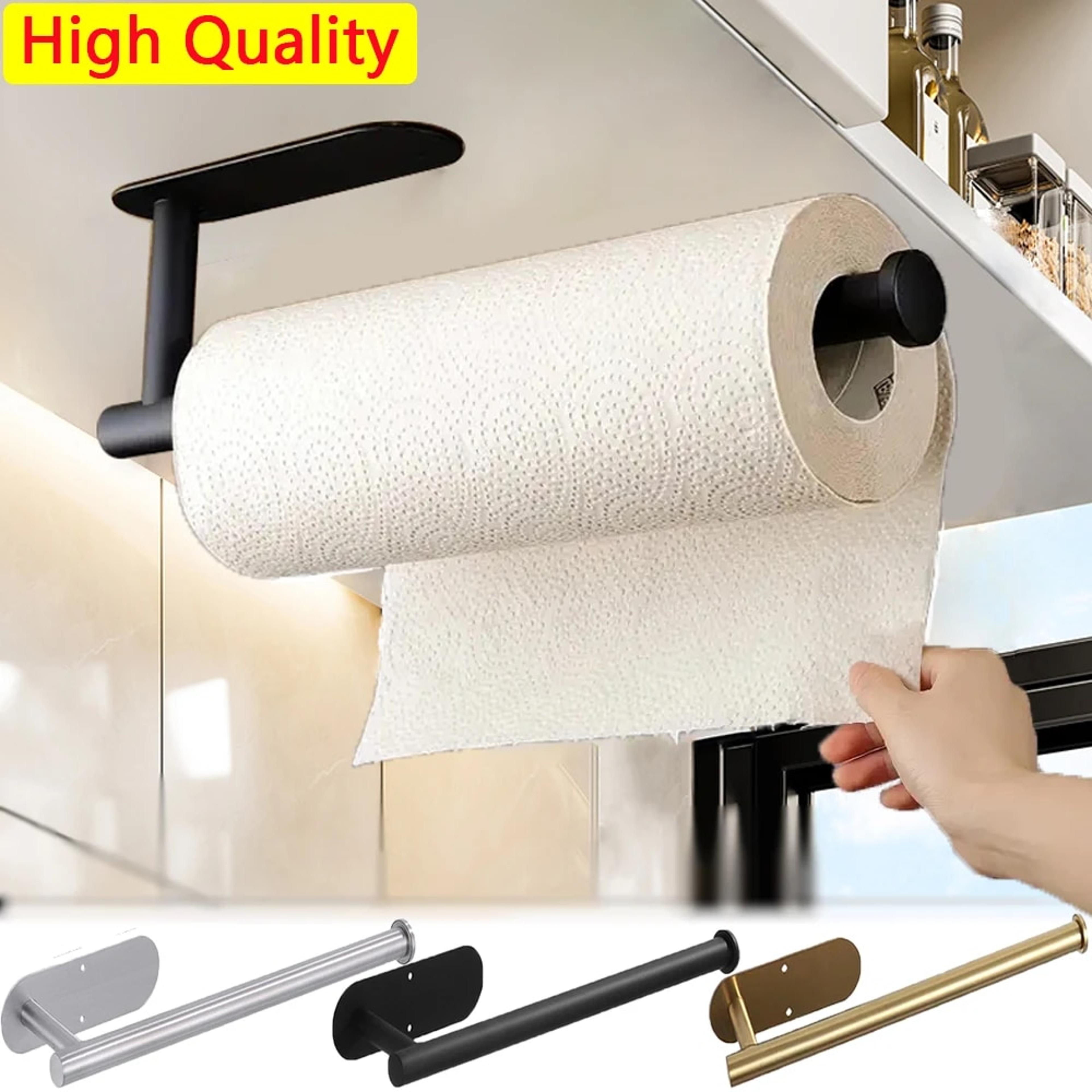 adhesive kitchen paper towel holder & toilet roll dispenser space-saving bathroom organizer
