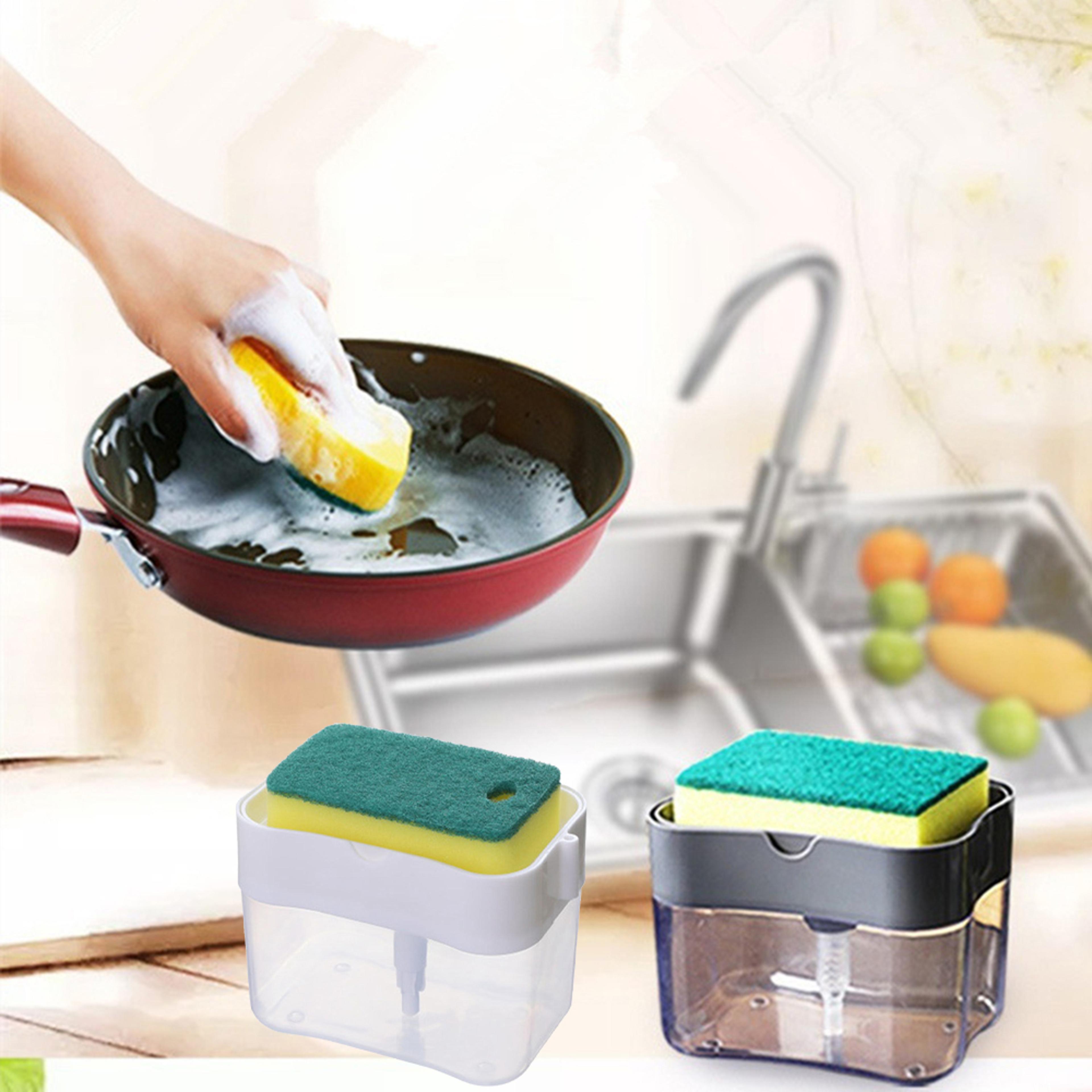 Automatic Dishwashing Brush With Soap Dispenser Efficient Pot Brush For Kitchen Cleaning 2