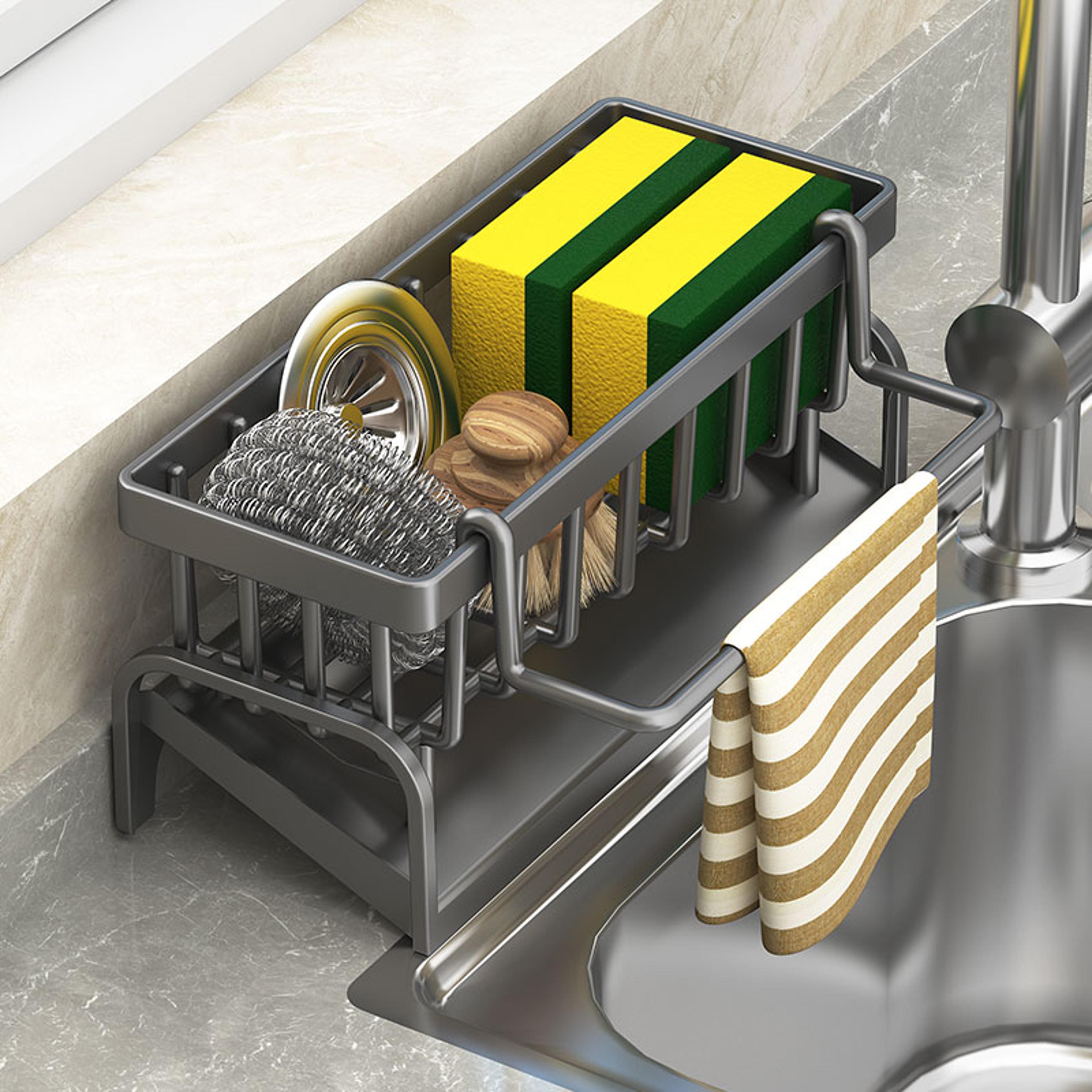 Multi Function Kitchen Shelf Cleaning  Draining Rack For Sponges And Detergents Water Sink Organize 3