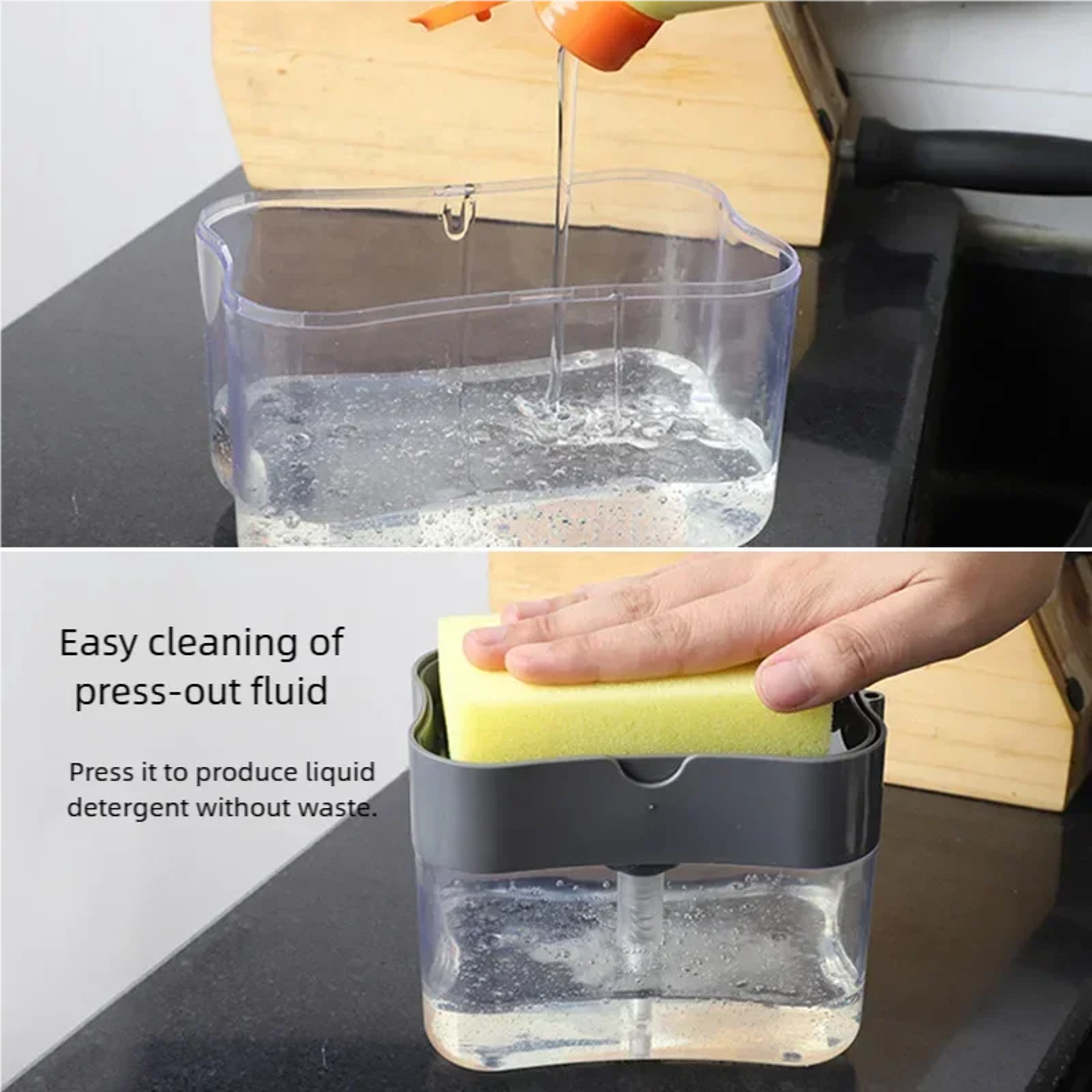 Dish Soap Dispenser With Sponge Holder Liquid Soap Pump For Kitchen Organization 2