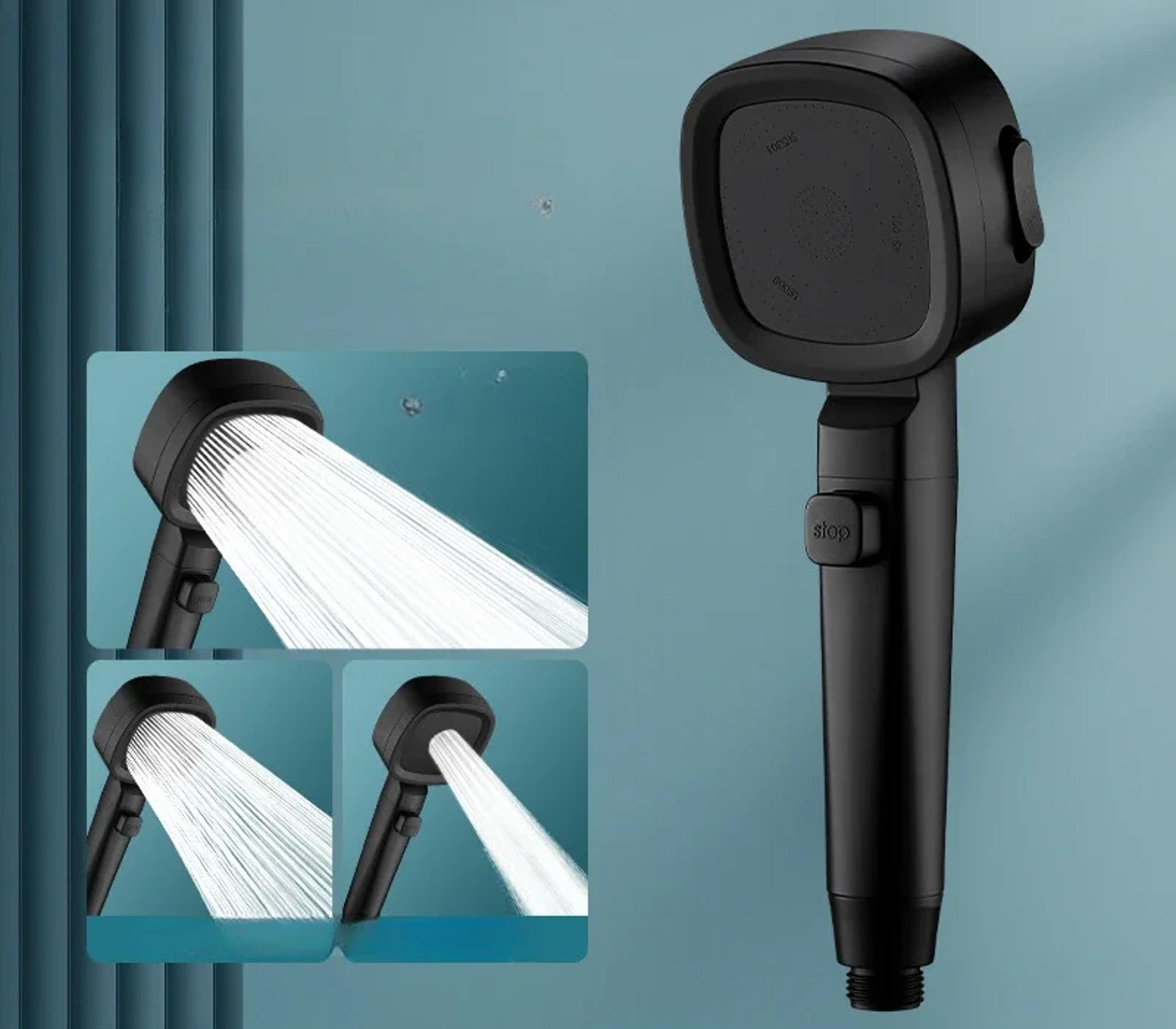 High Pressure Shower Head With Water Saving Modes Adjustable OneKey Stop Massage Sprayer Bathroom A 6