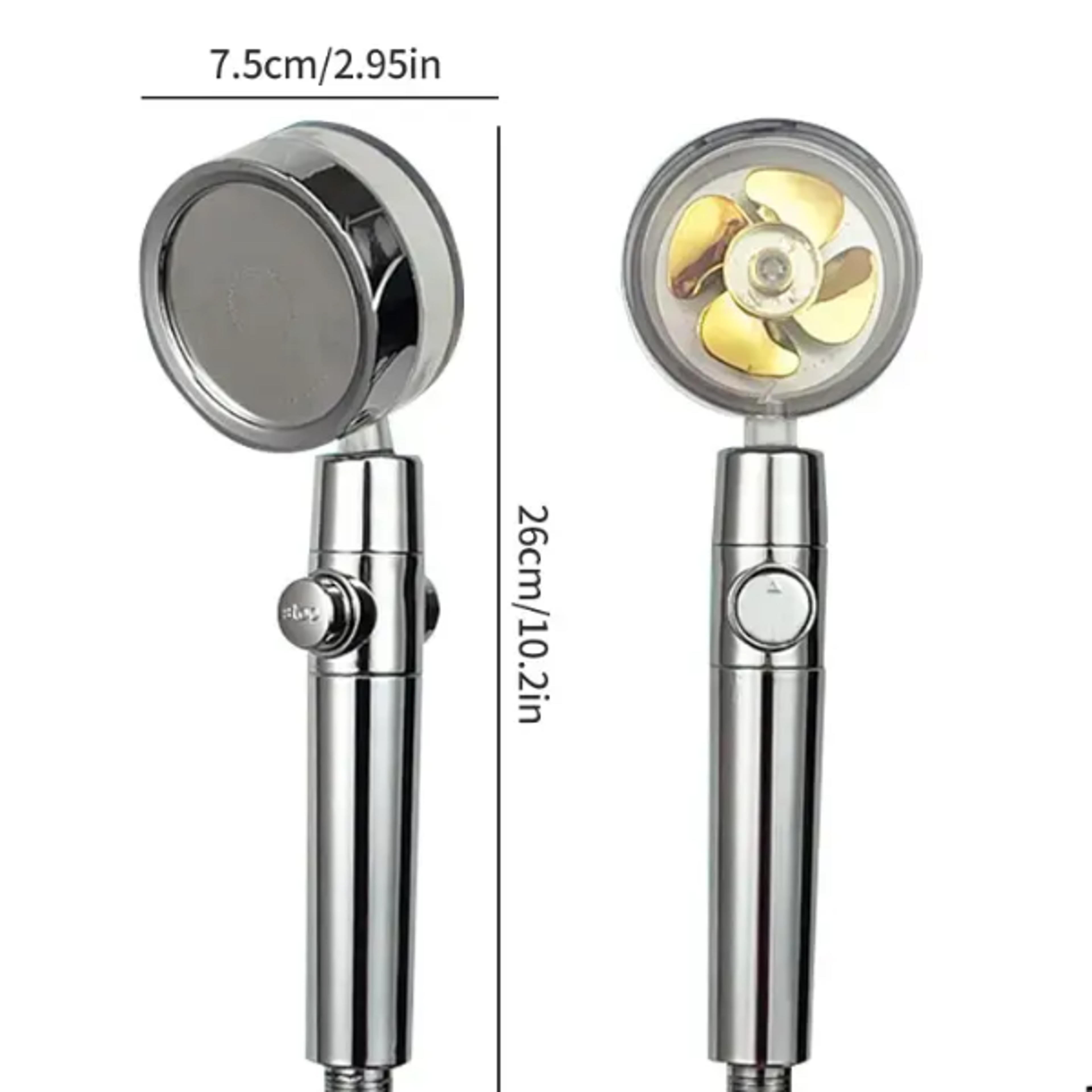 Pressurized Turbo Shower Head Rotating Water Saving Propeller Fan for Optimal Bathroom Comfort