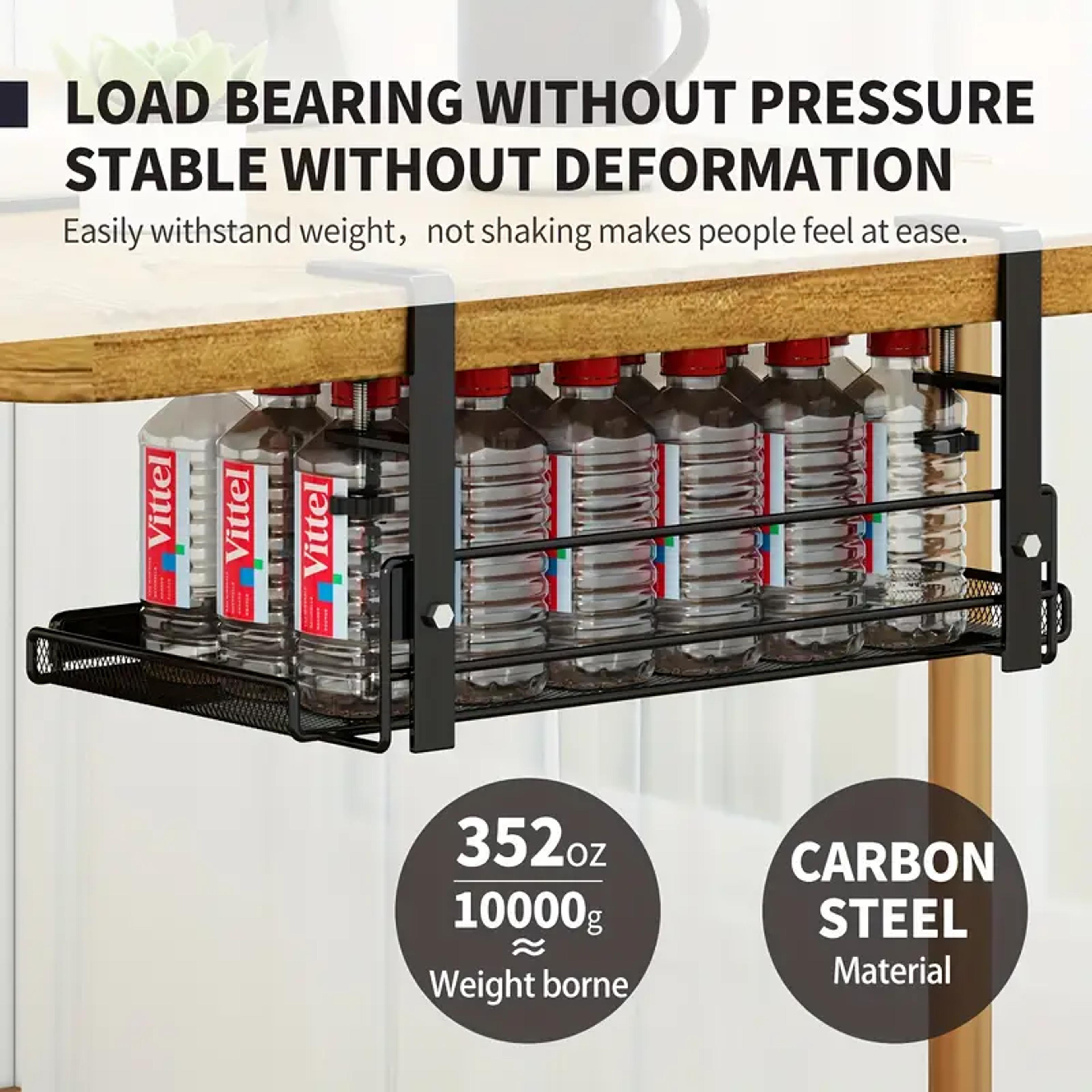 Sturdy UnderDesk Storage Rack With Cable Management Durable Metal Office Organizer 5