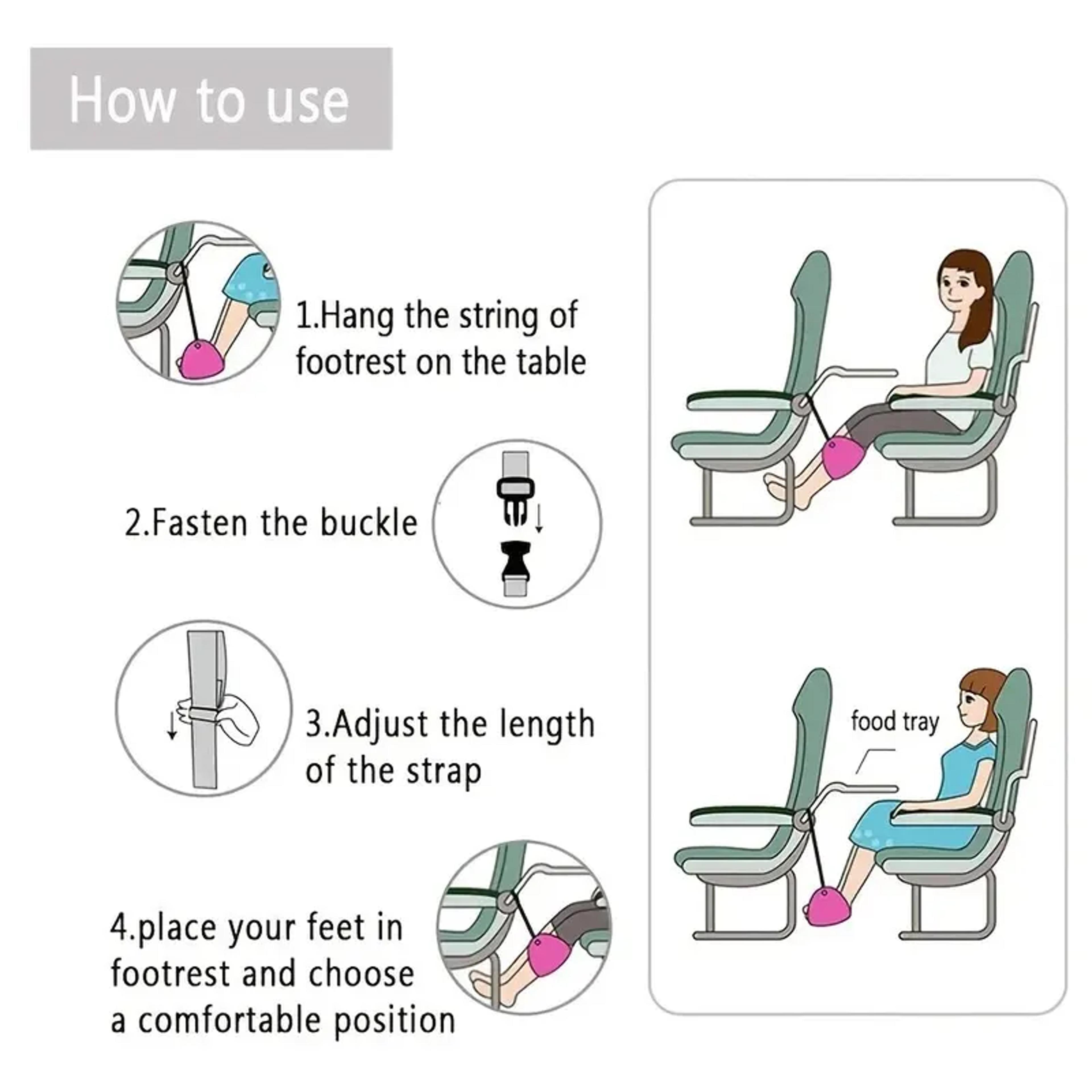 Portable Foot Hammock Travel Footrest Adjustable Airplane And Desk Comfort Rest 3