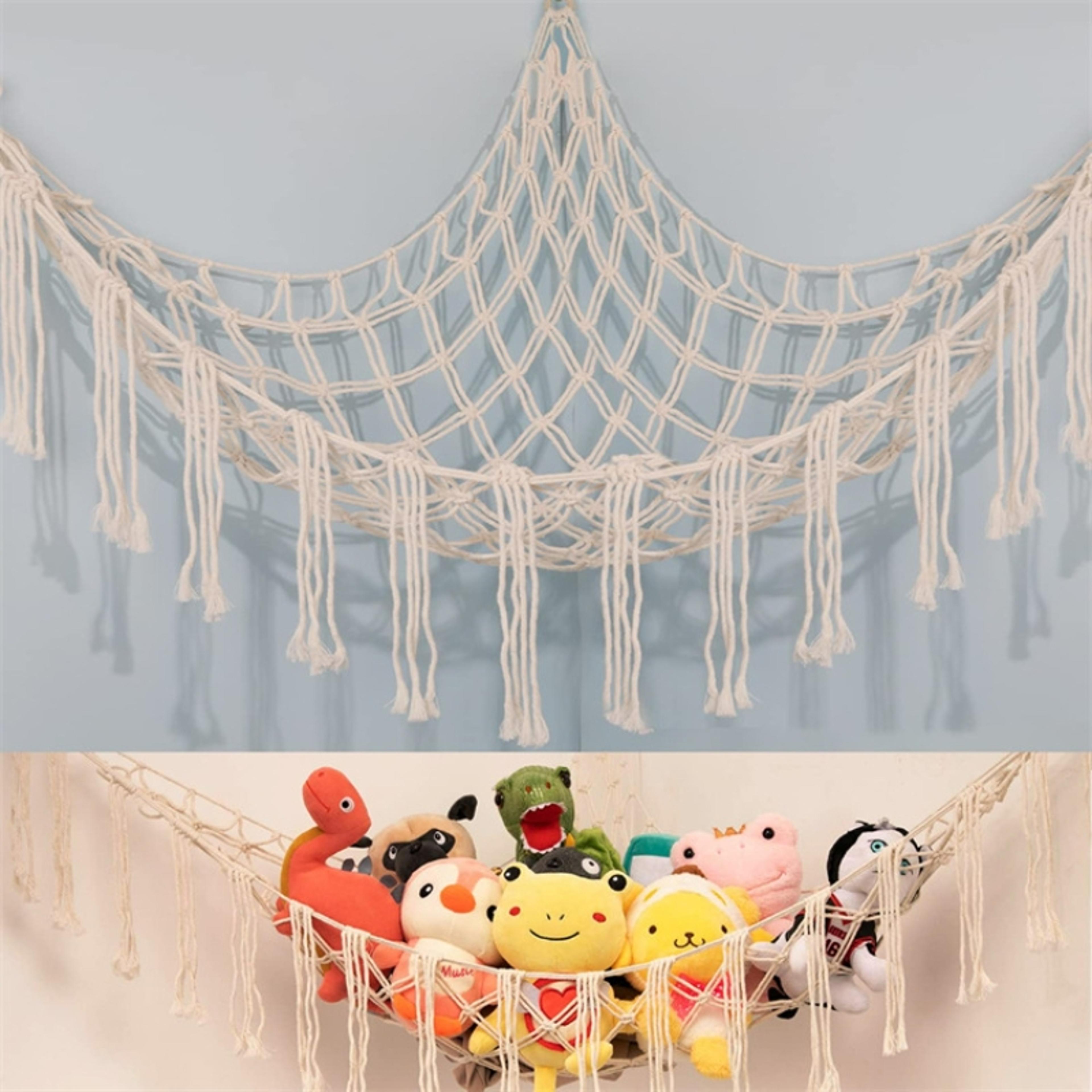 handwoven toy hammock corner storage net for stuffed animals and dolls